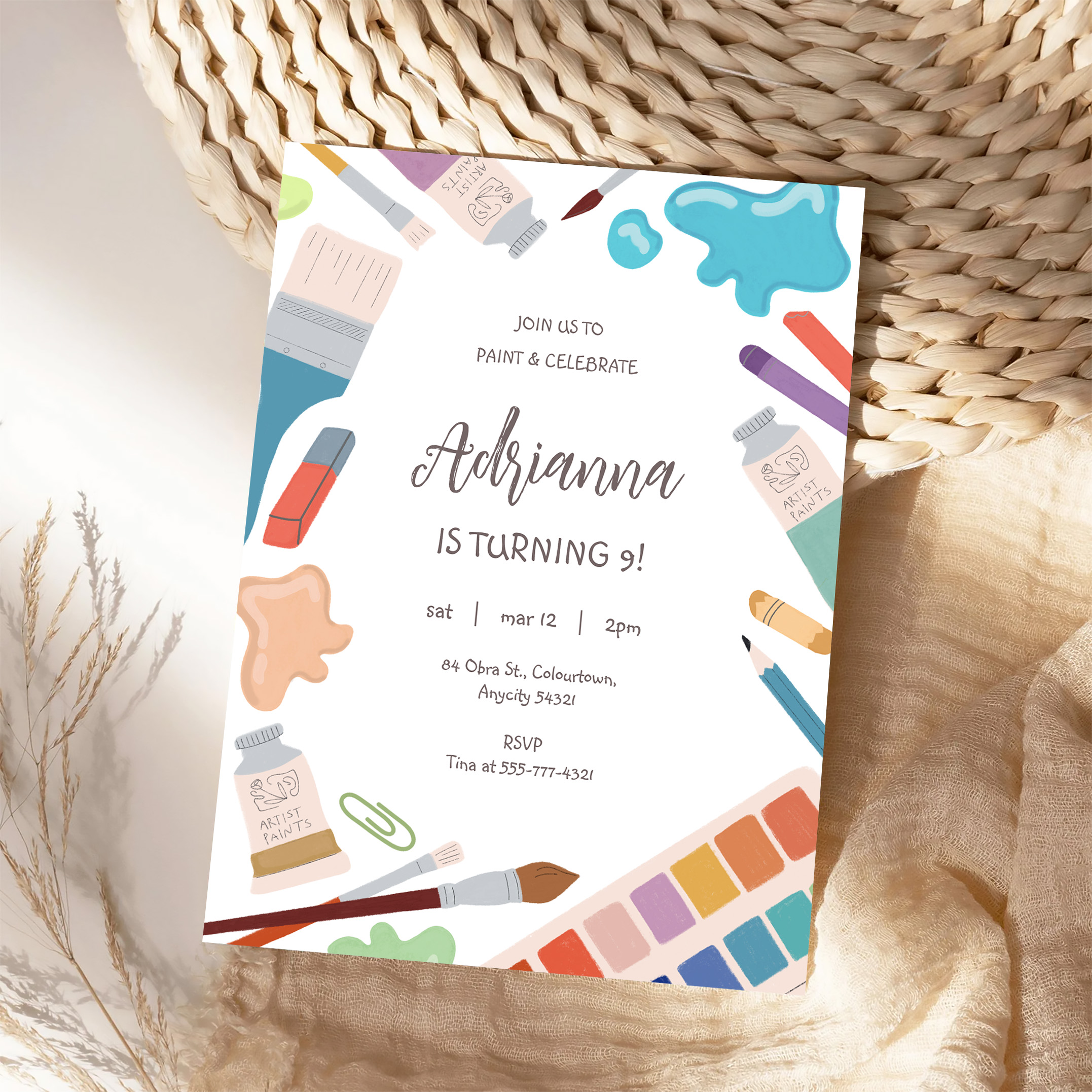 Color Painting Art Party Birthday Invitation - Image 4