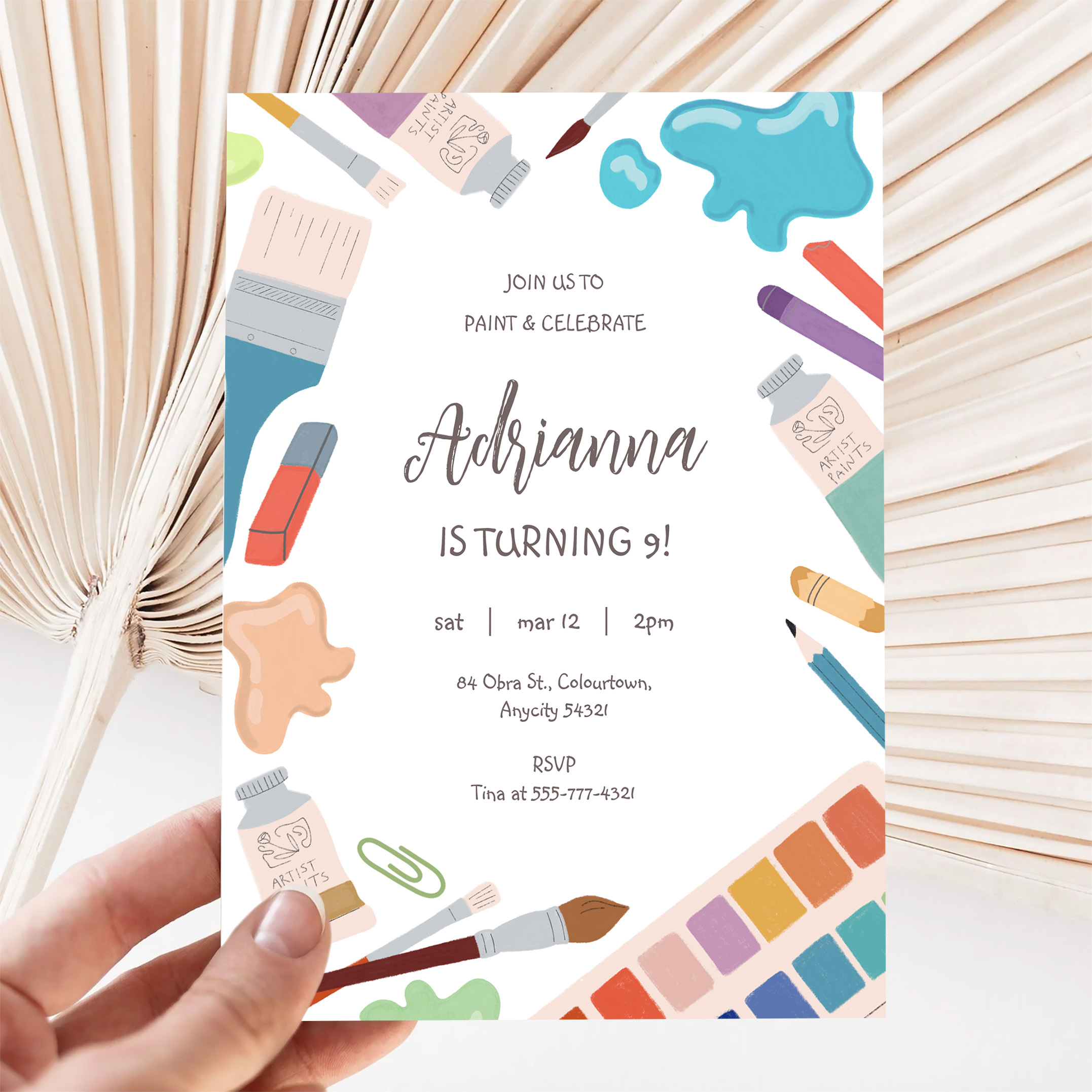 Color Painting Art Party Birthday Invitation - Image 5