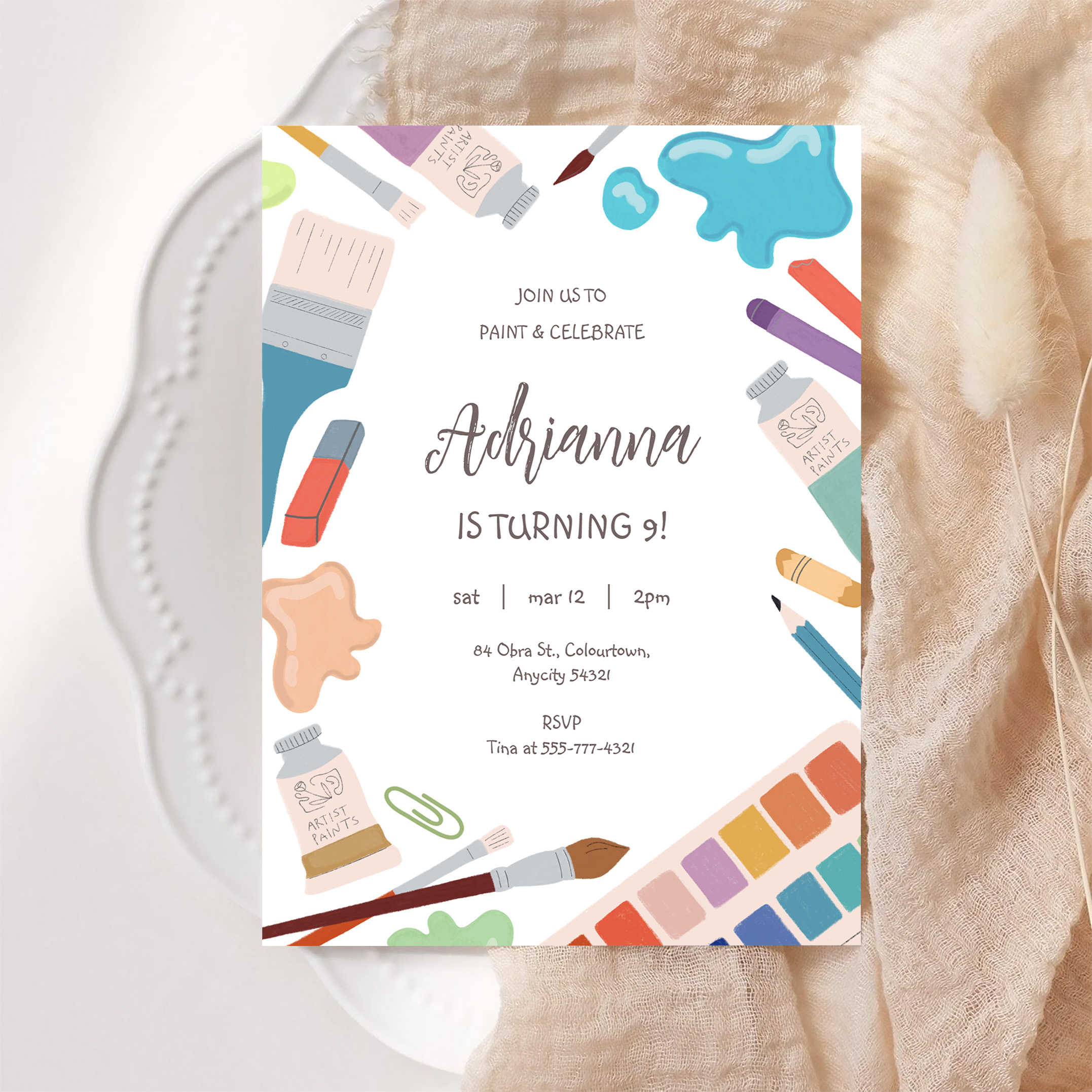 Color Painting Art Party Birthday Invitation - Image 6