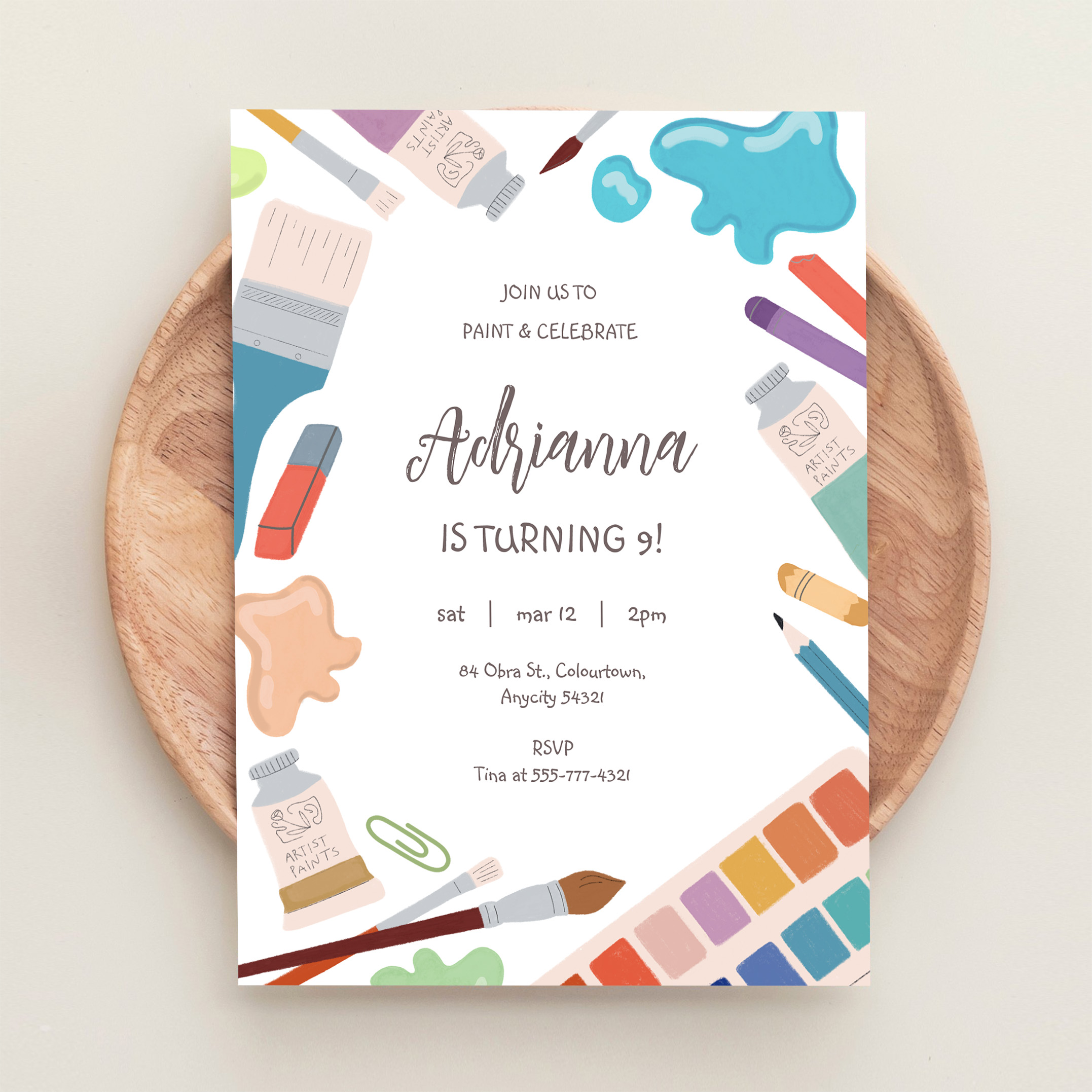 Color Painting Art Party Birthday Invitation - Image 7