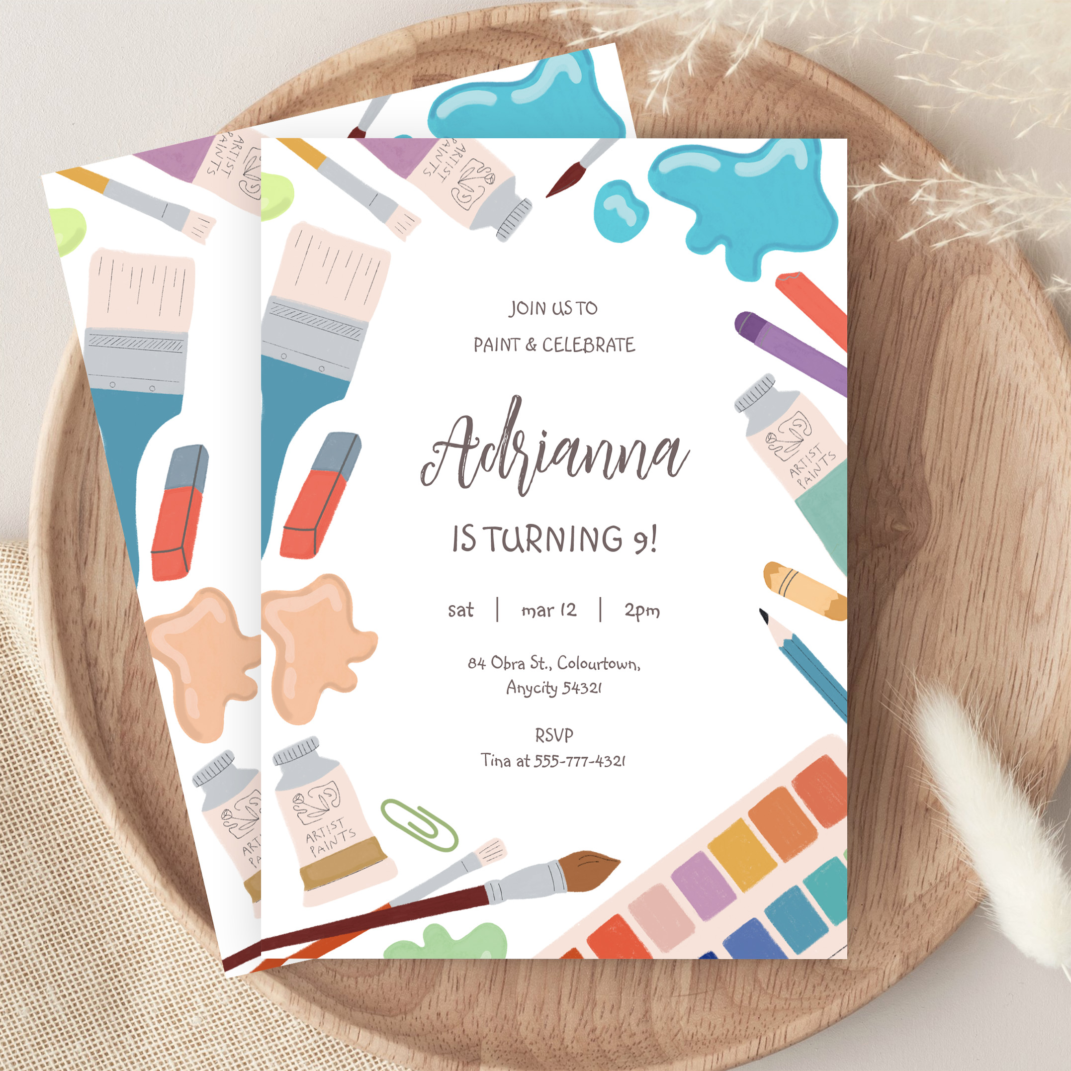 Color Painting Art Party Birthday Invitation - Image 9