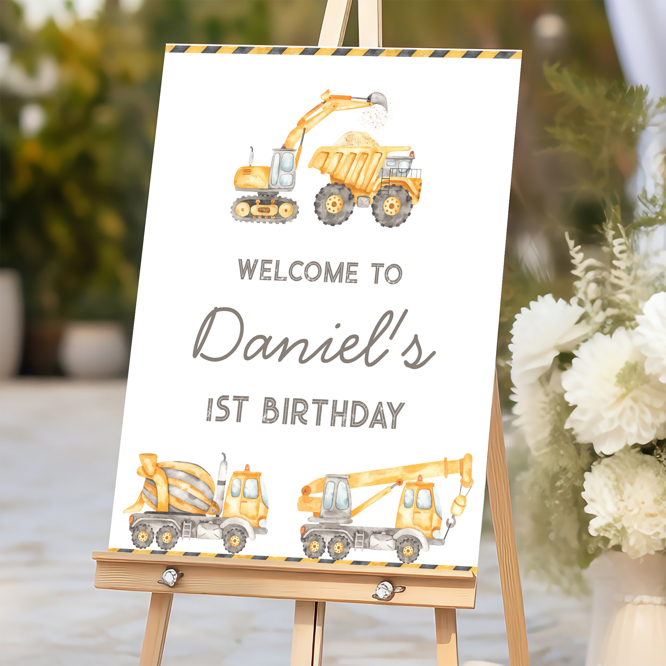 Construction Dump Truck Birthday Welcome Sign