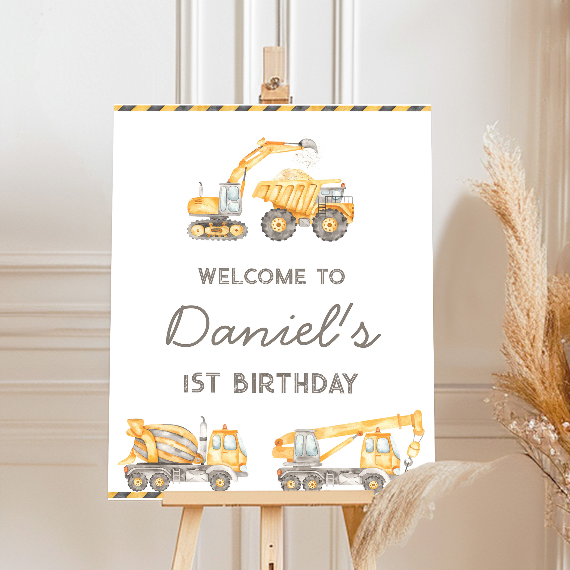 Construction Dump Truck Birthday Welcome Sign - Image 4
