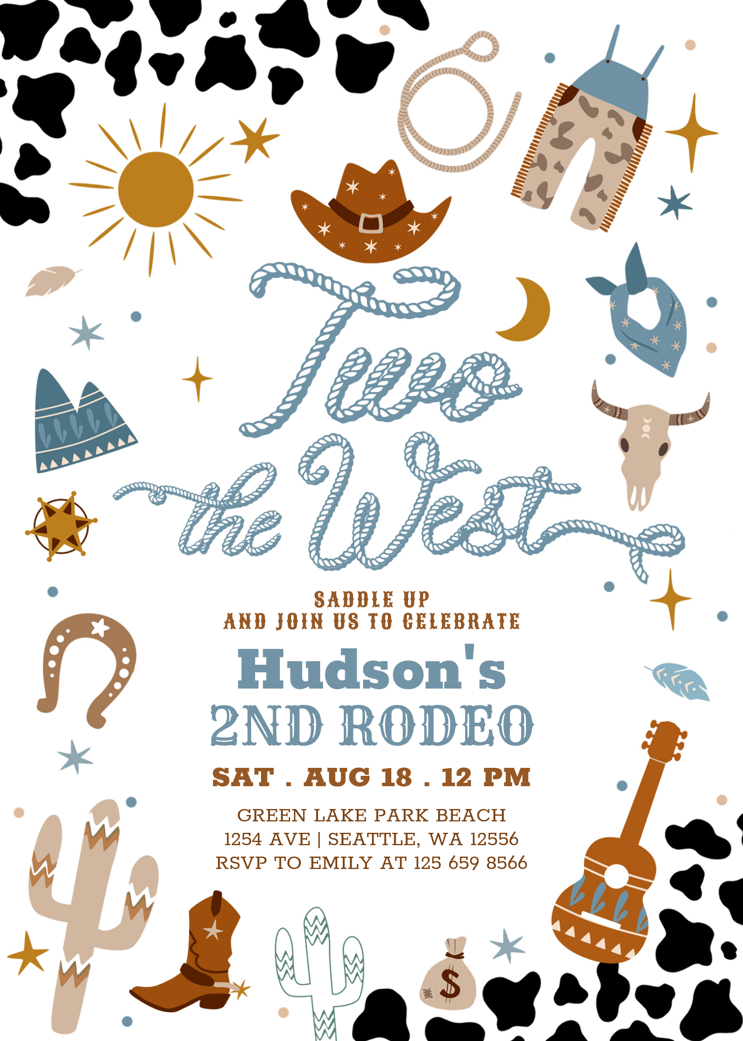 Cowboy My 2nd Rodeo Southwestern Birthday Invitation