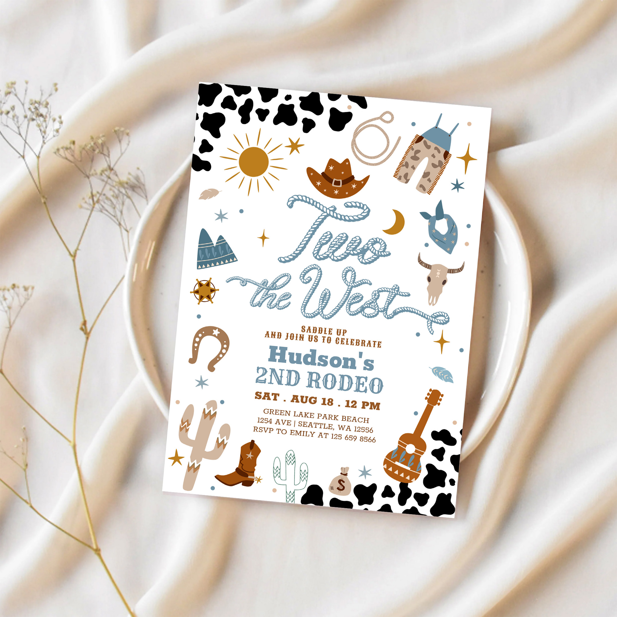 Cowboy My 2nd Rodeo Southwestern Birthday Invitation - Image 2