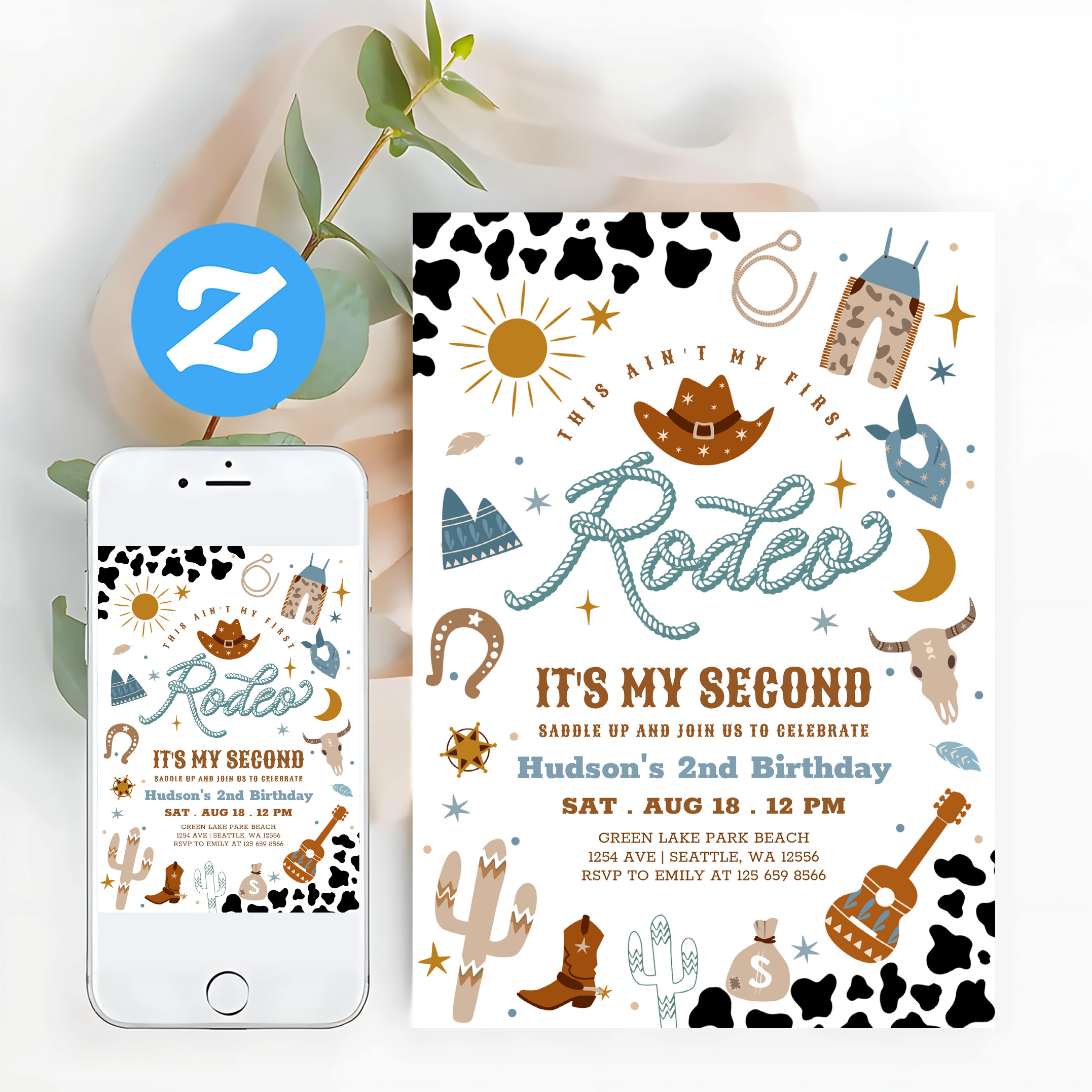 Cowboy My 2nd Rodeo Southwestern Birthday Invitation - Image 12