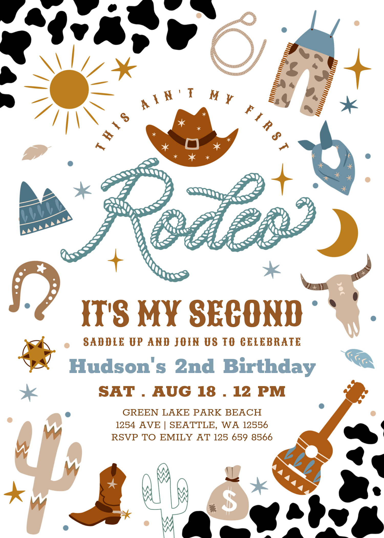 Cowboy My 2nd Rodeo Southwestern Birthday Invitation