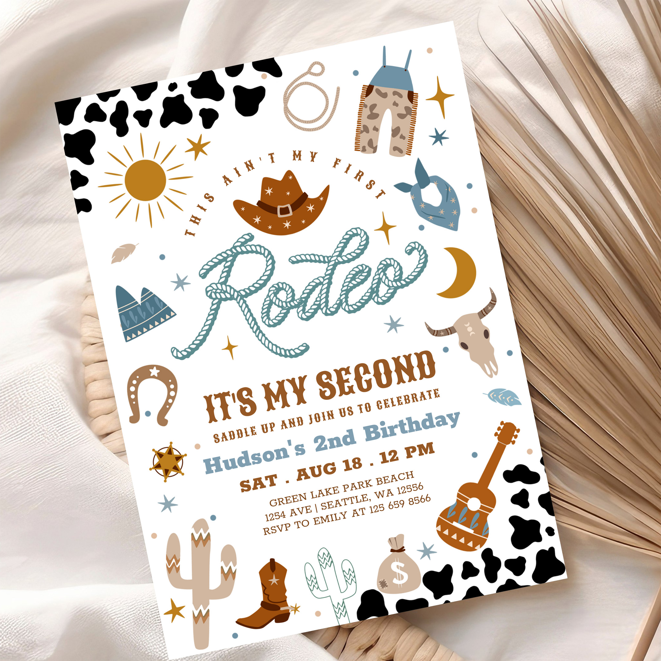 Cowboy My 2nd Rodeo Southwestern Birthday Invitation - Image 10