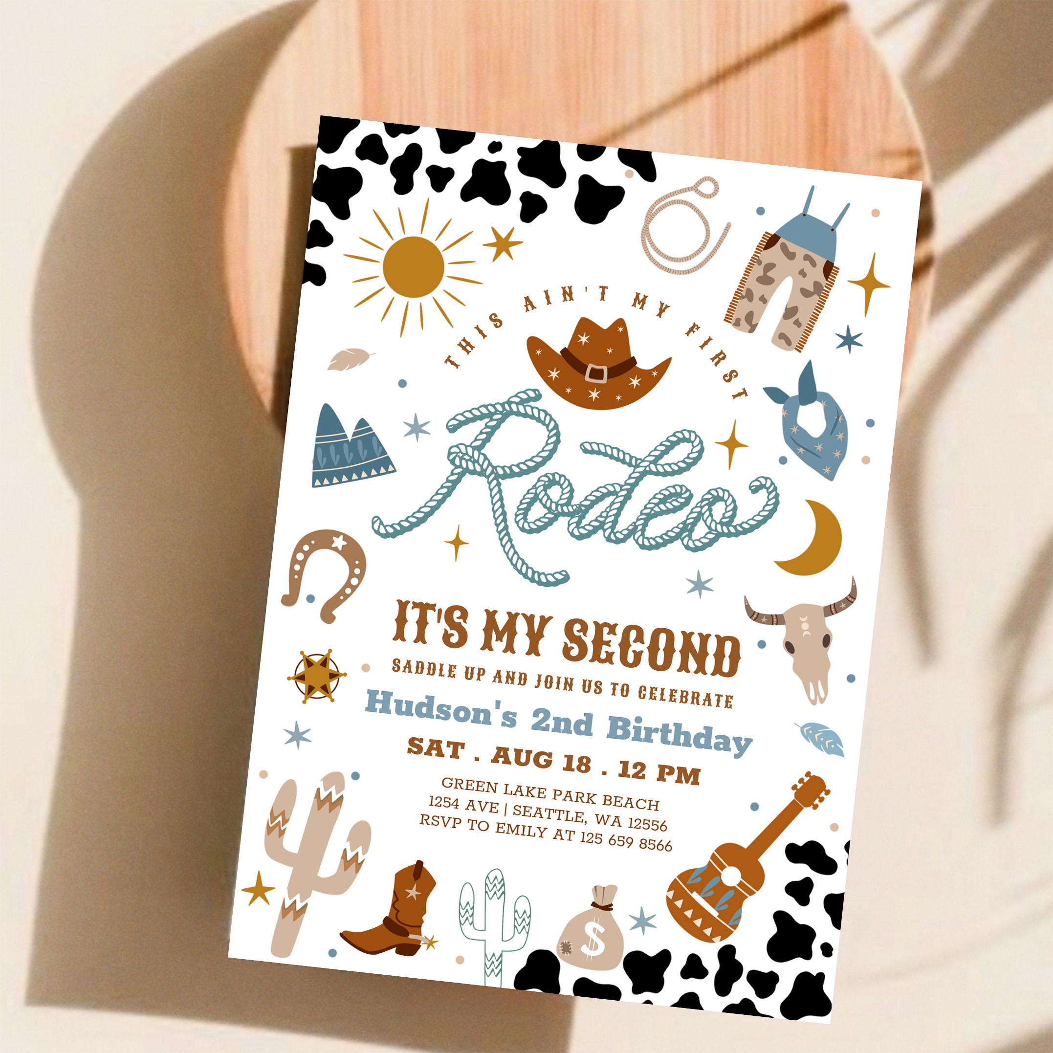 Cowboy My 2nd Rodeo Southwestern Birthday Invitation - Image 11