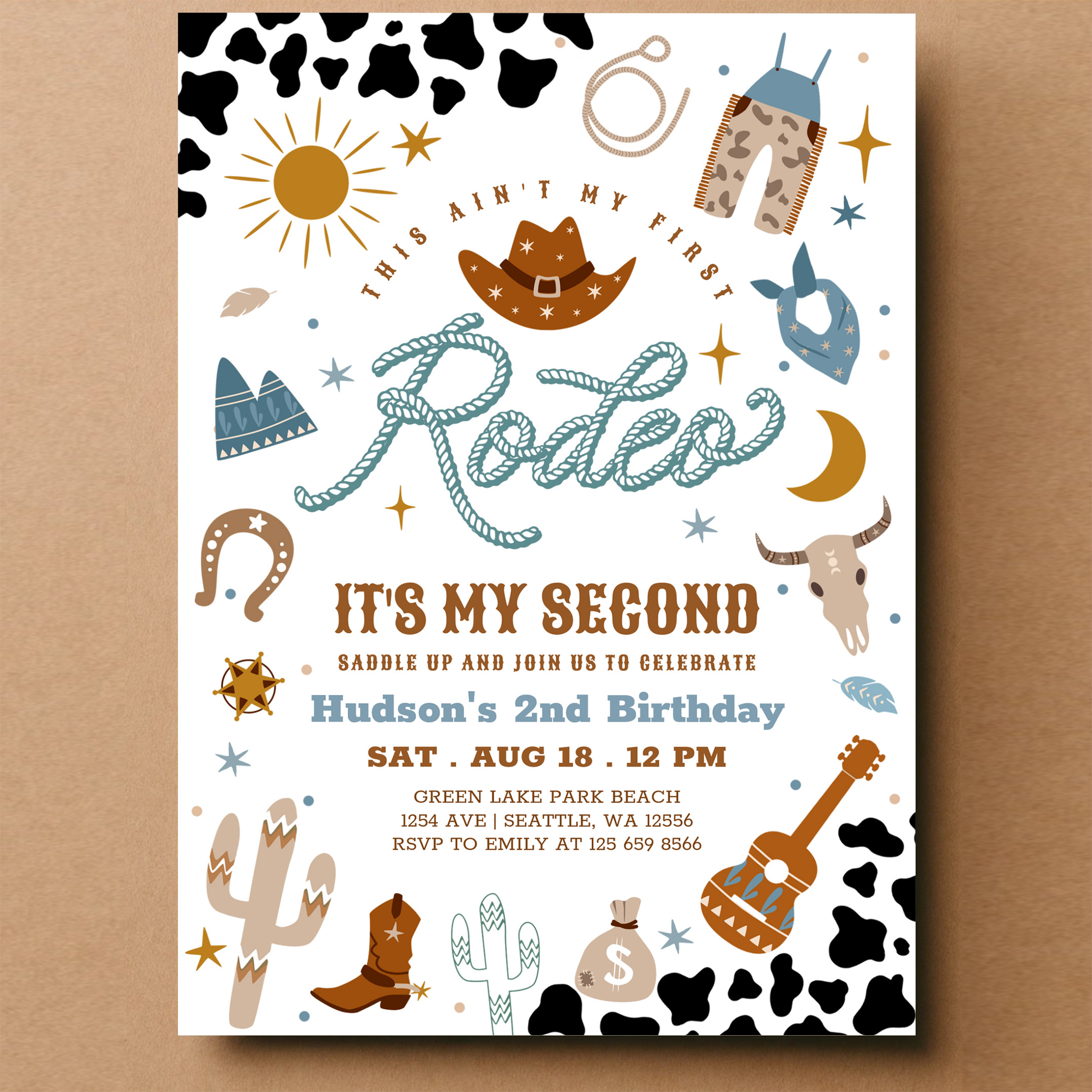 Cowboy My 2nd Rodeo Southwestern Birthday Invitation - Image 14