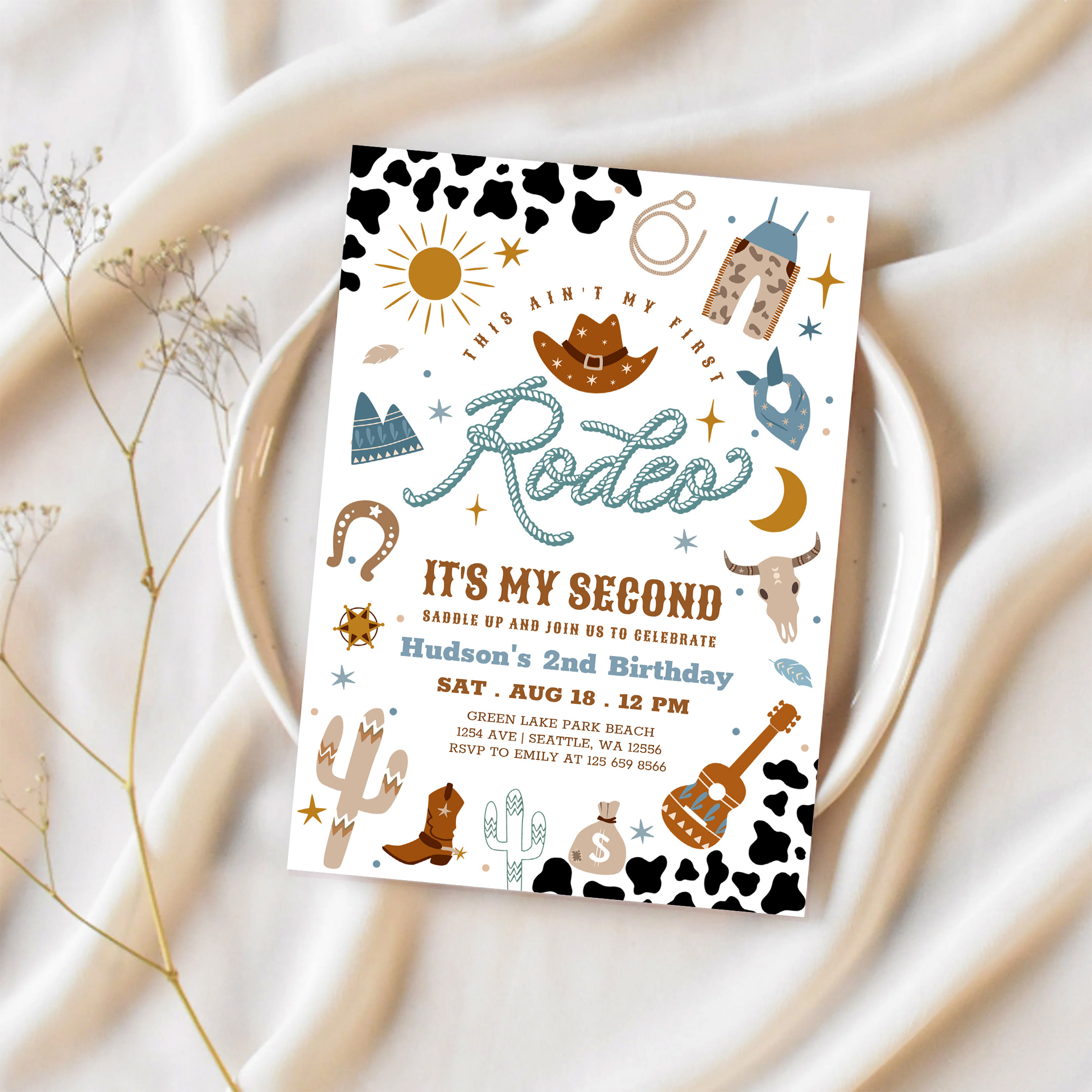 Cowboy My 2nd Rodeo Southwestern Birthday Invitation - Image 2