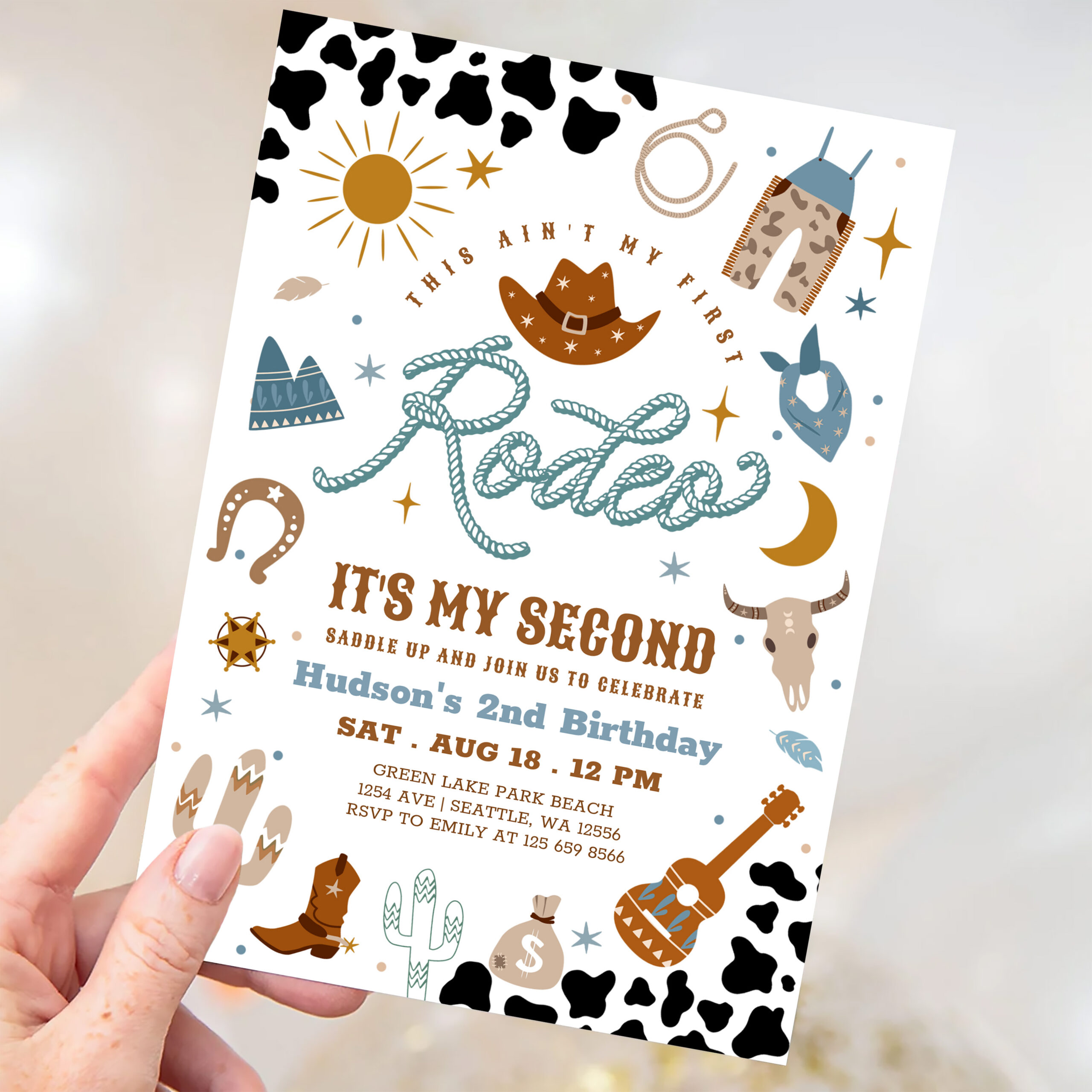 Cowboy My 2nd Rodeo Southwestern Birthday Invitation - Image 3