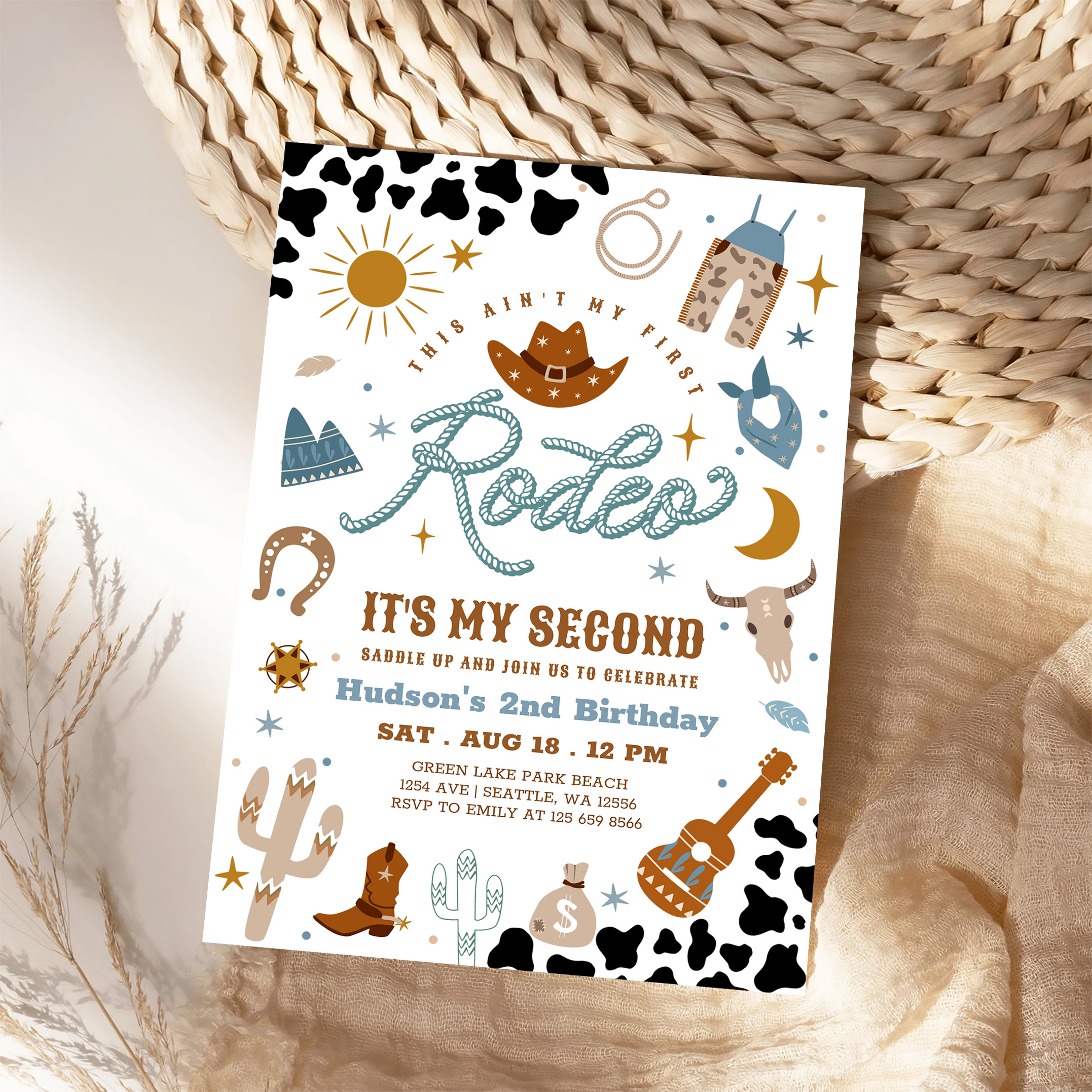 Cowboy My 2nd Rodeo Southwestern Birthday Invitation - Image 4