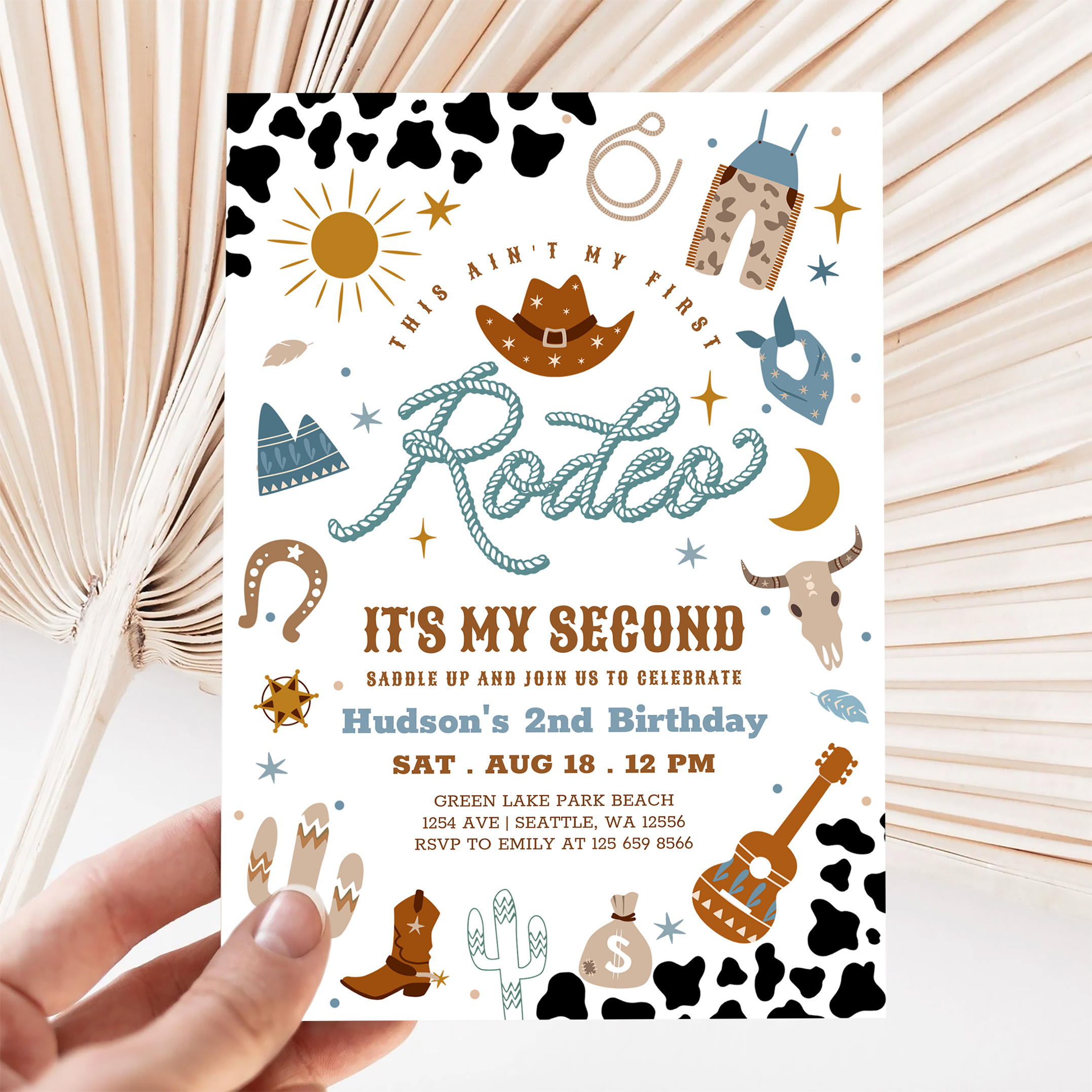 Cowboy My 2nd Rodeo Southwestern Birthday Invitation - Image 5