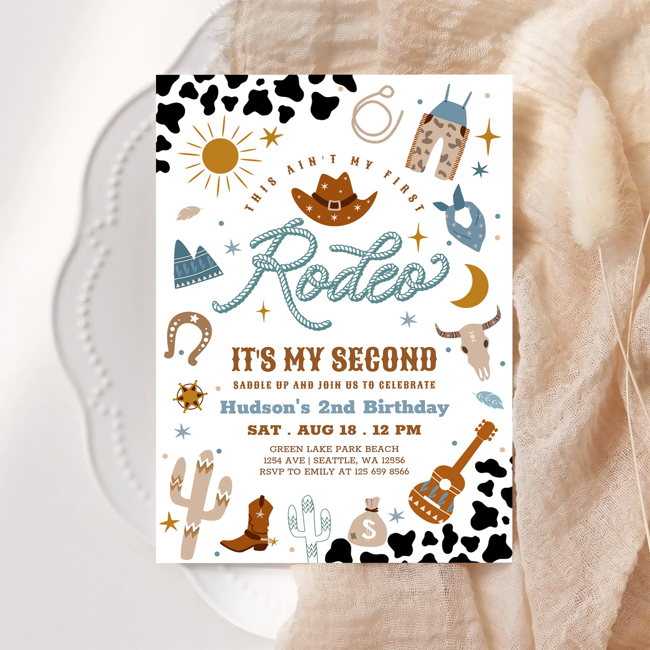 Cowboy My 2nd Rodeo Southwestern Birthday Invitation - Image 6
