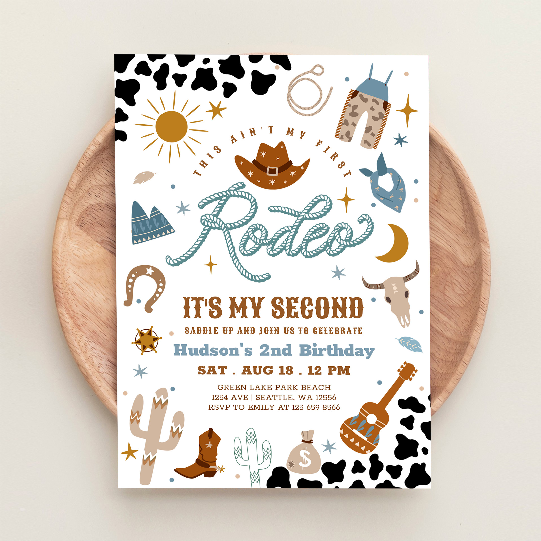 Cowboy My 2nd Rodeo Southwestern Birthday Invitation - Image 7