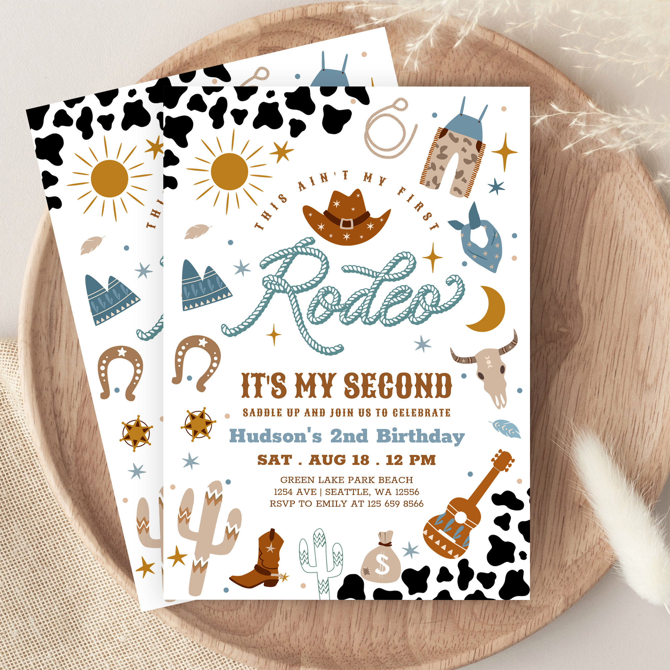 Cowboy My 2nd Rodeo Southwestern Birthday Invitation - Image 9