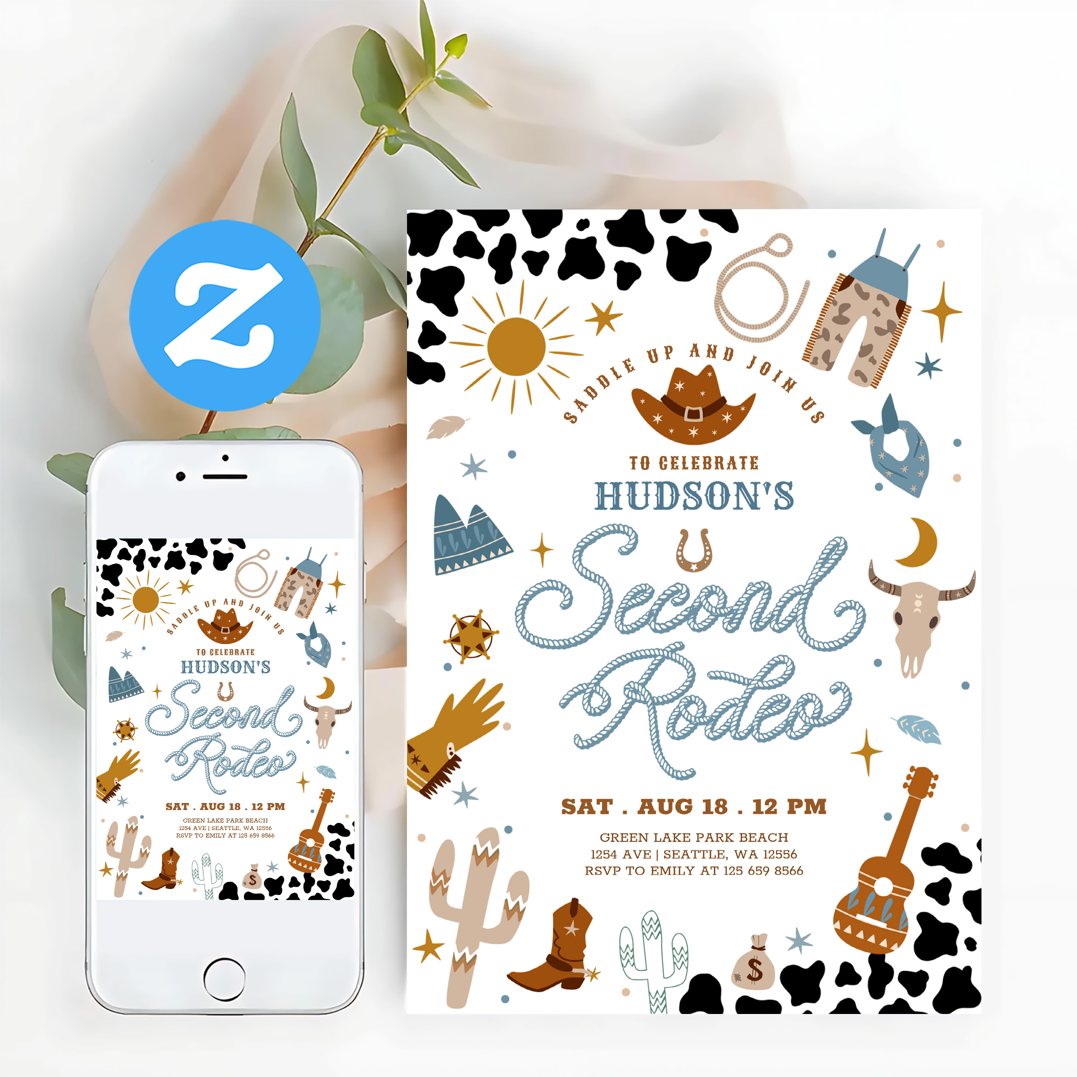 Cowboy My 2nd Second Rodeo Birthday Invitation - Image 12