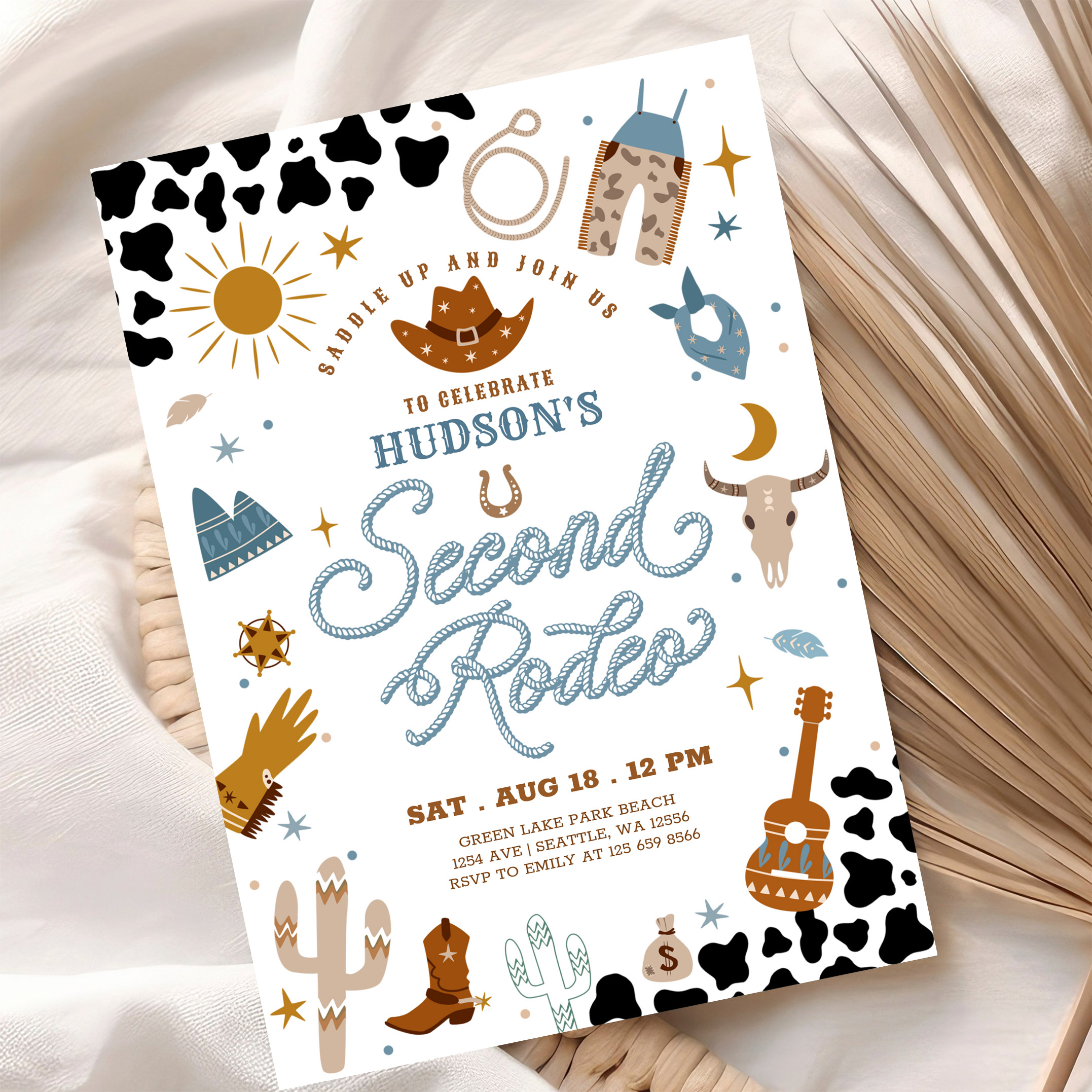 Cowboy My 2nd Second Rodeo Birthday Invitation - Image 10