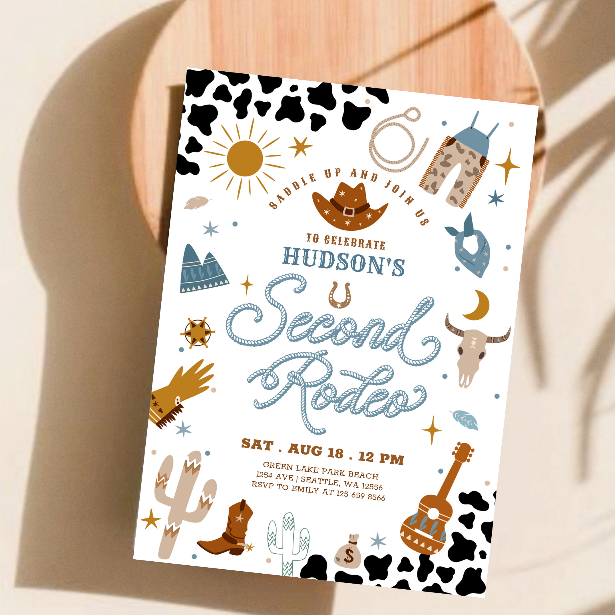 Cowboy My 2nd Second Rodeo Birthday Invitation - Image 11