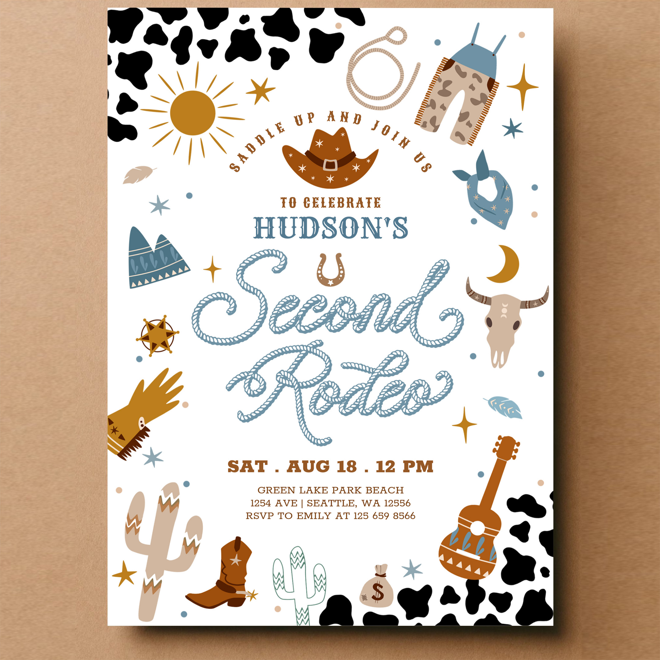 Cowboy My 2nd Second Rodeo Birthday Invitation - Image 14