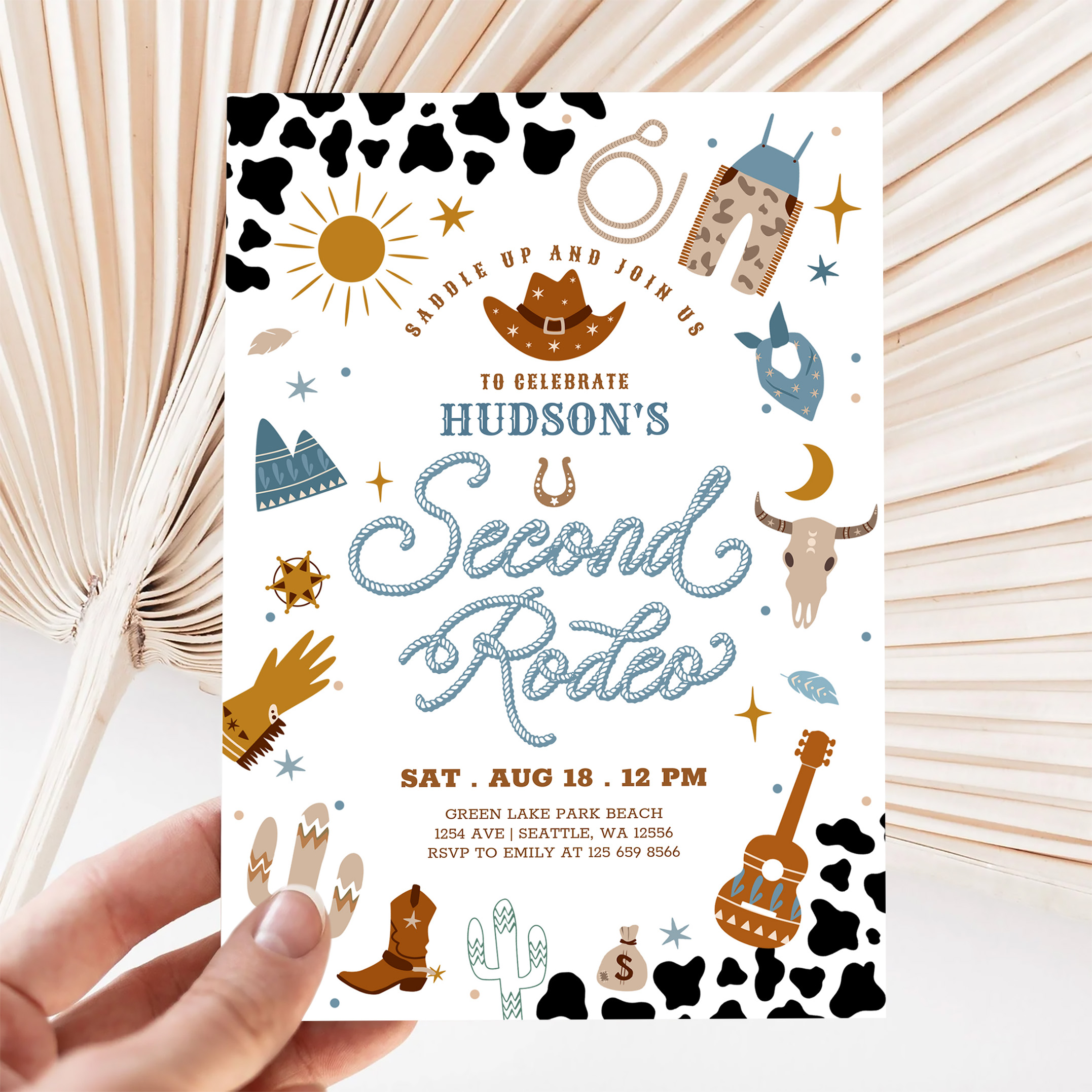 Cowboy My 2nd Second Rodeo Birthday Invitation - Image 5