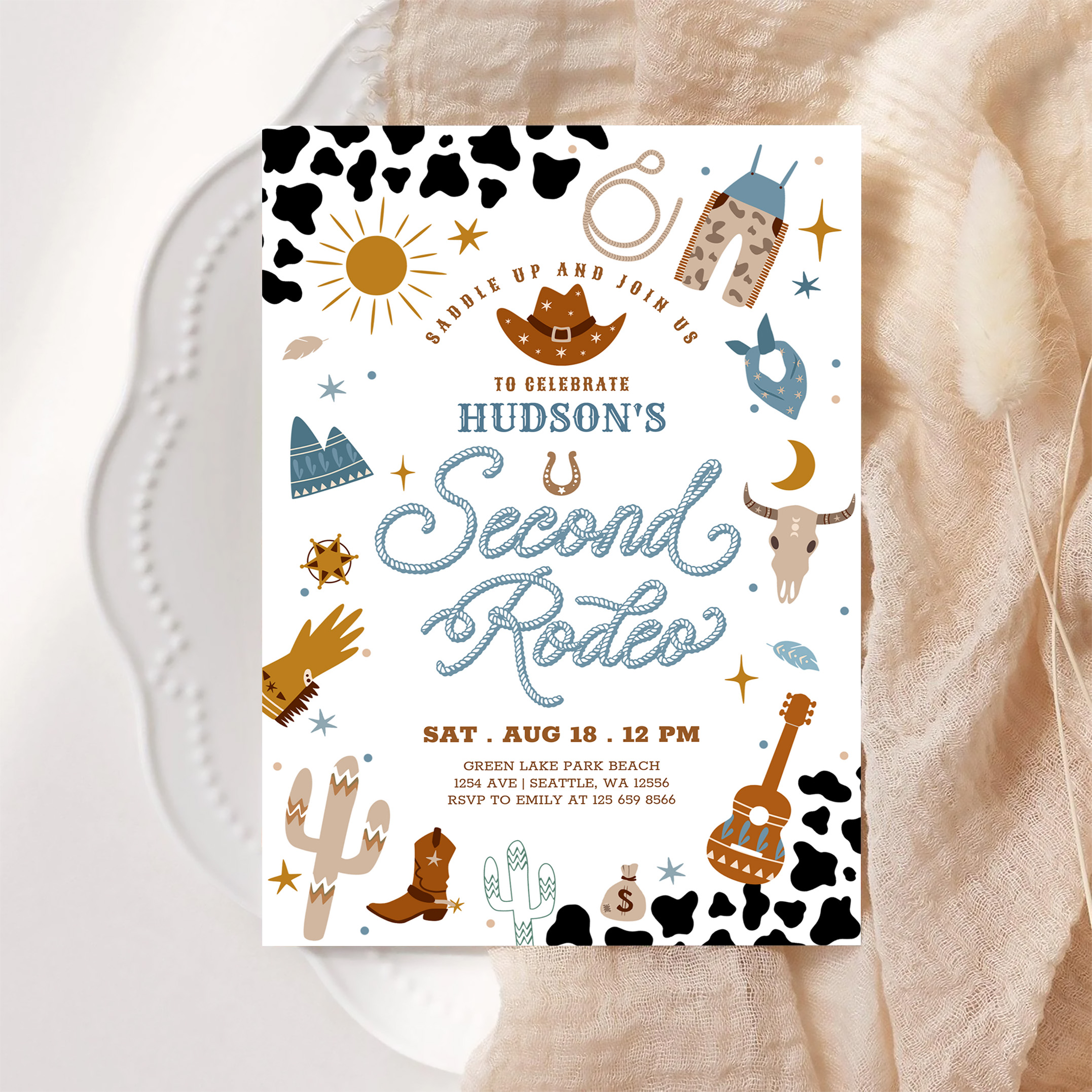 Cowboy My 2nd Second Rodeo Birthday Invitation - Image 6