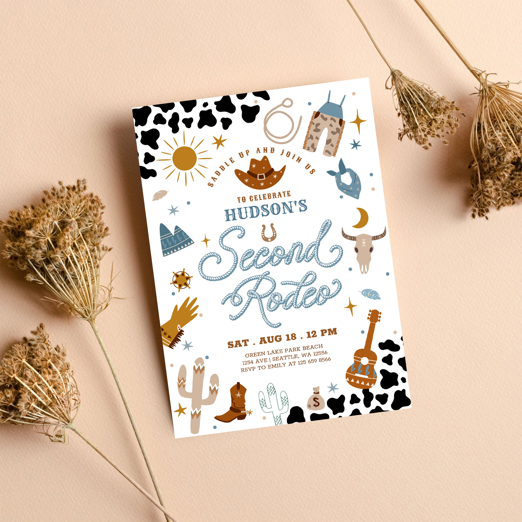 Cowboy My 2nd Second Rodeo Birthday Invitation - Image 8