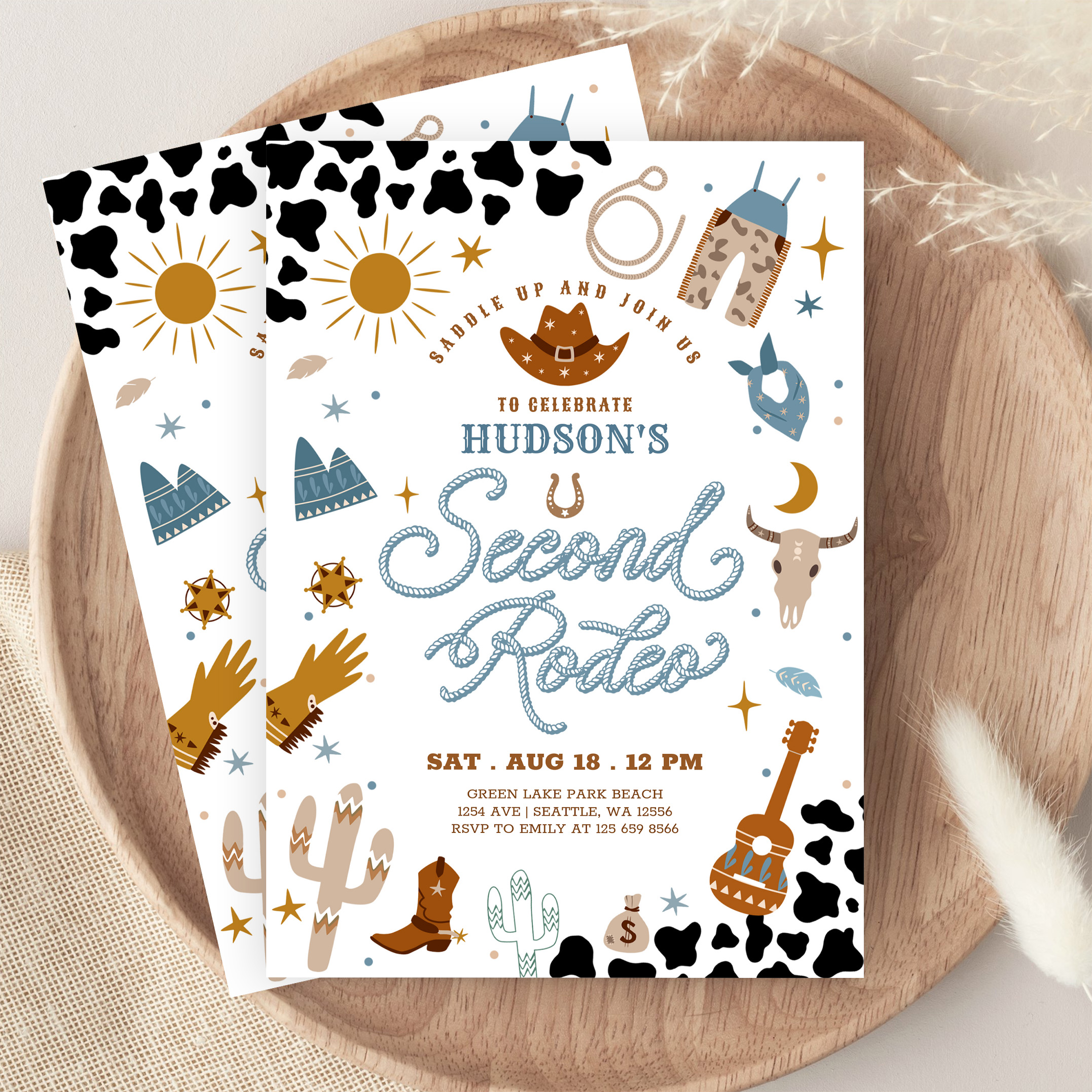 Cowboy My 2nd Second Rodeo Birthday Invitation - Image 9