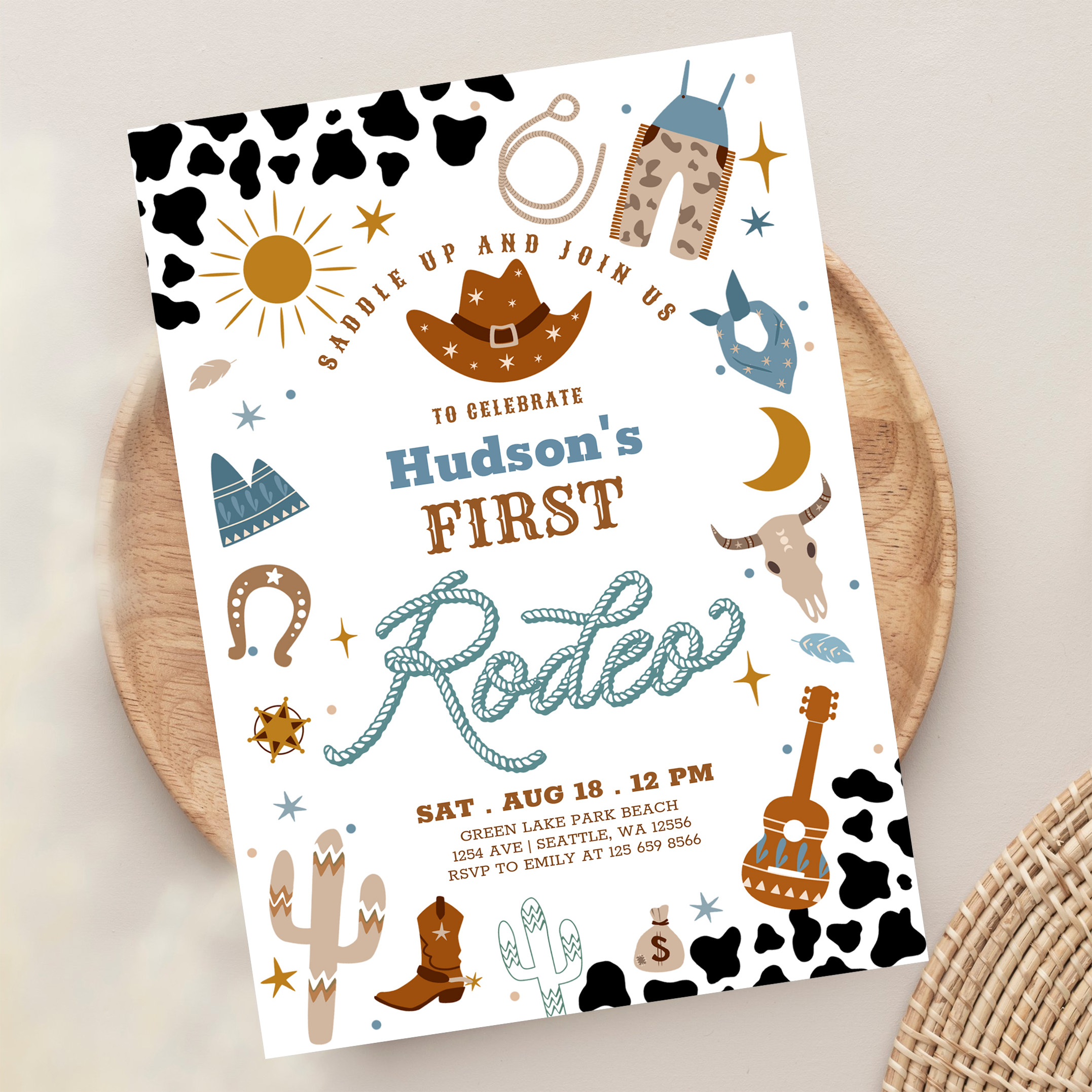 Cowboy My First 1st Rodeo Ranch Wild West Birthday Invitation - Image 13