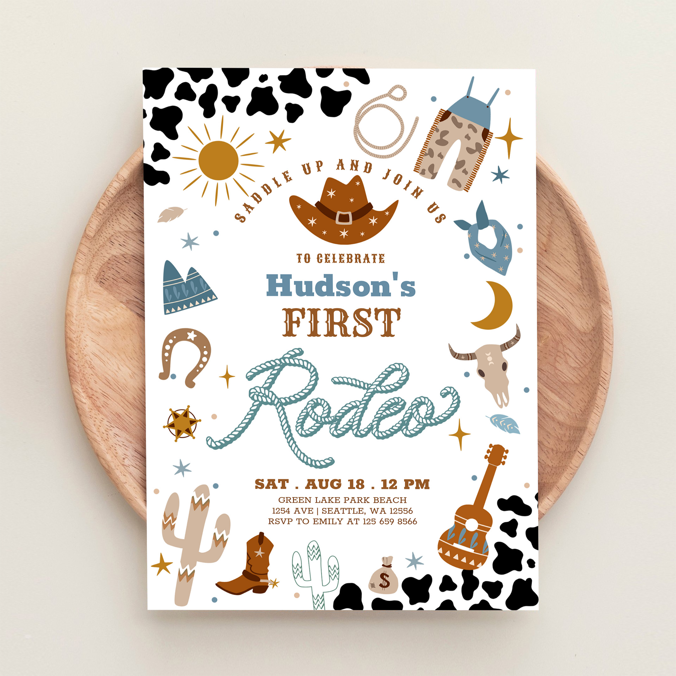Cowboy My First 1st Rodeo Ranch Wild West Birthday Invitation - Image 7