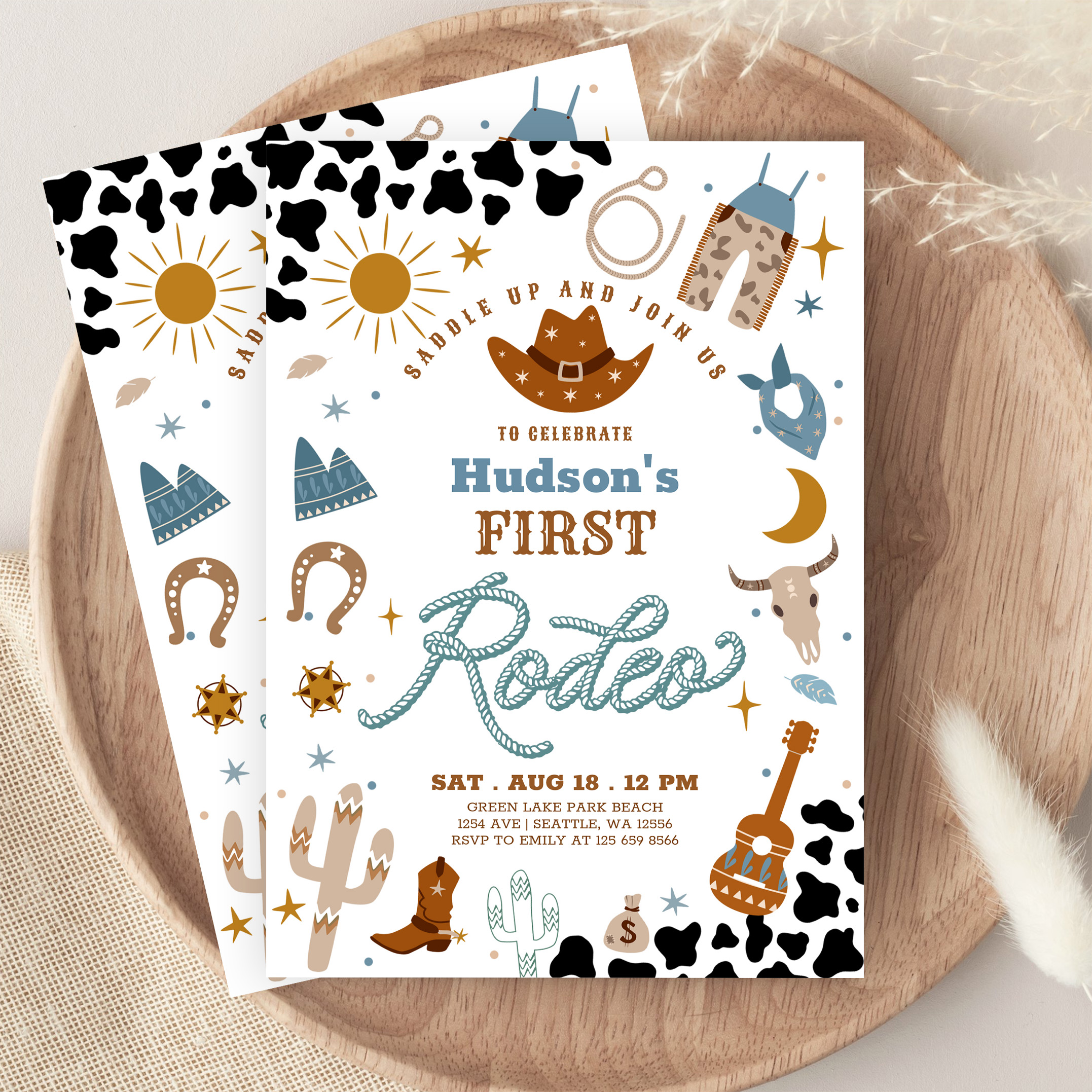 Cowboy My First 1st Rodeo Ranch Wild West Birthday Invitation - Image 9