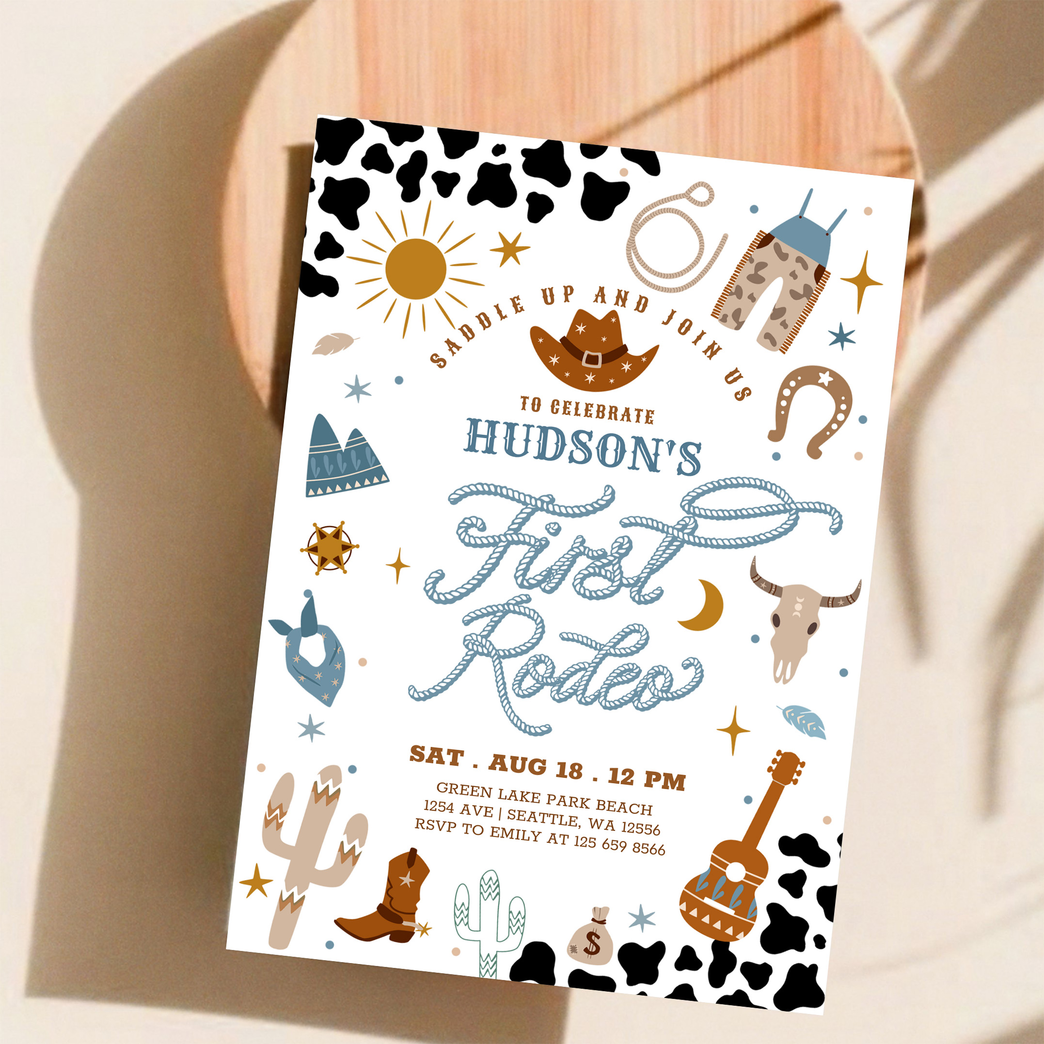 Cowboy My First 1st Rodeo Ranch Wild West Birthday Invitation - Image 11