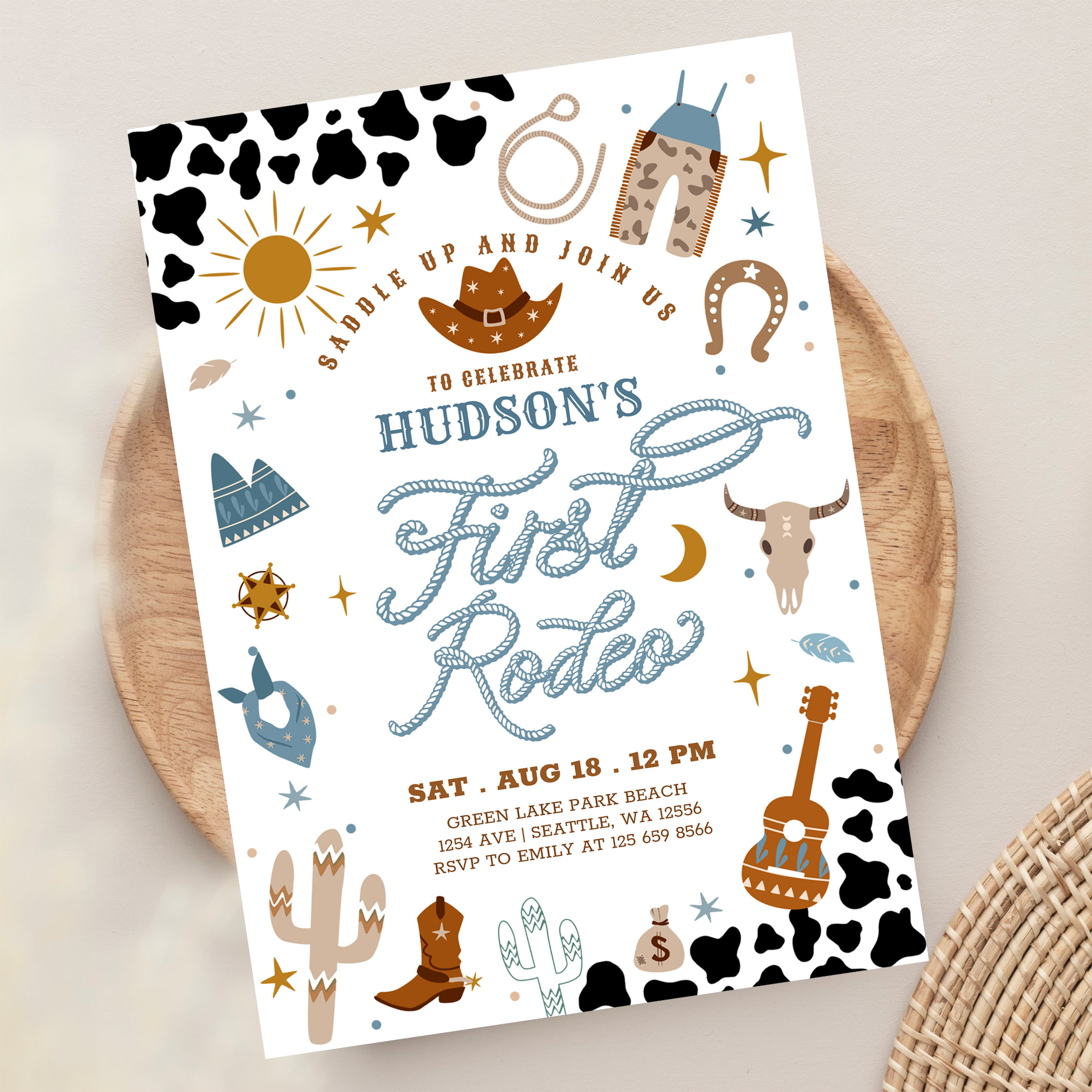 Cowboy My First 1st Rodeo Ranch Wild West Birthday Invitation - Image 13