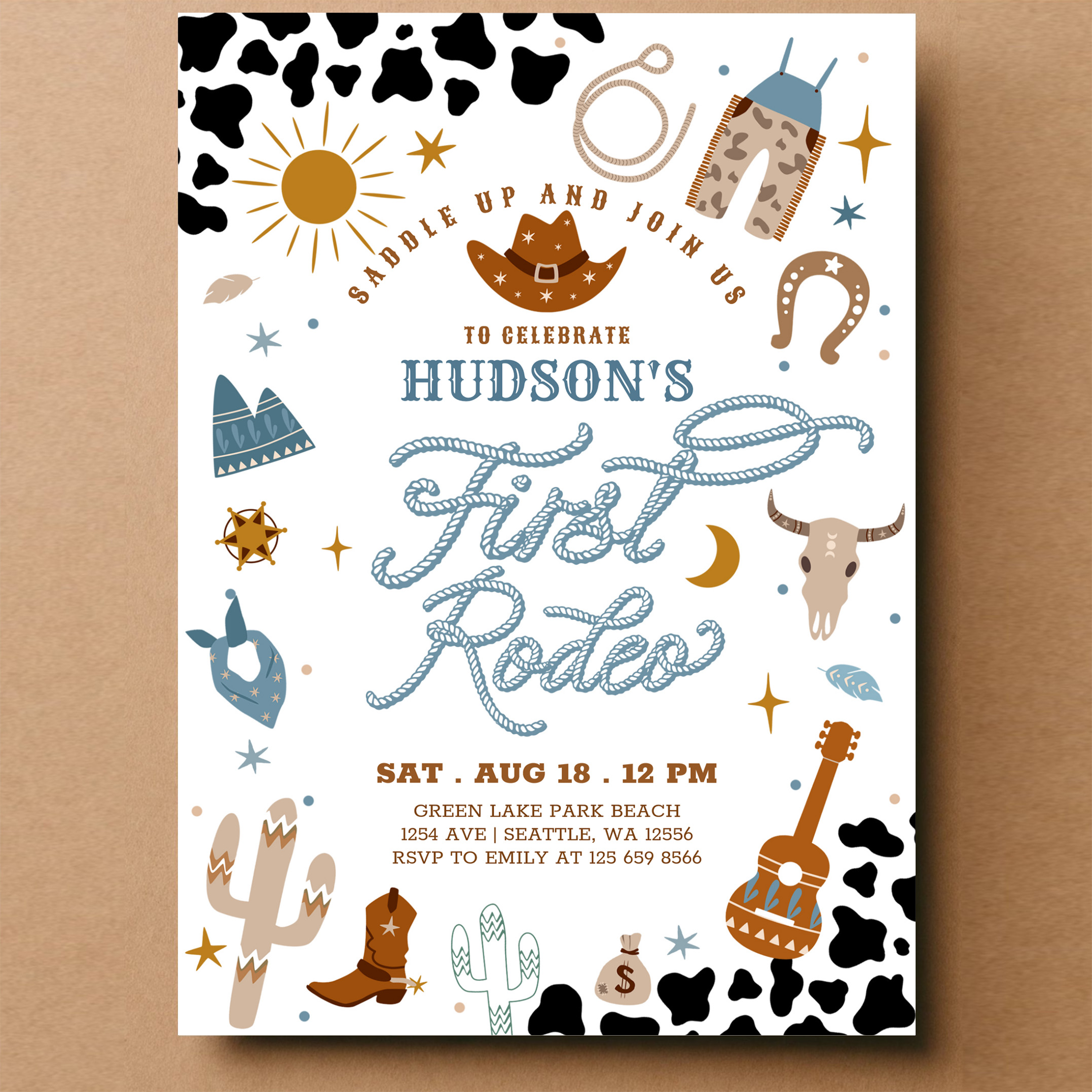 Cowboy My First 1st Rodeo Ranch Wild West Birthday Invitation - Image 14