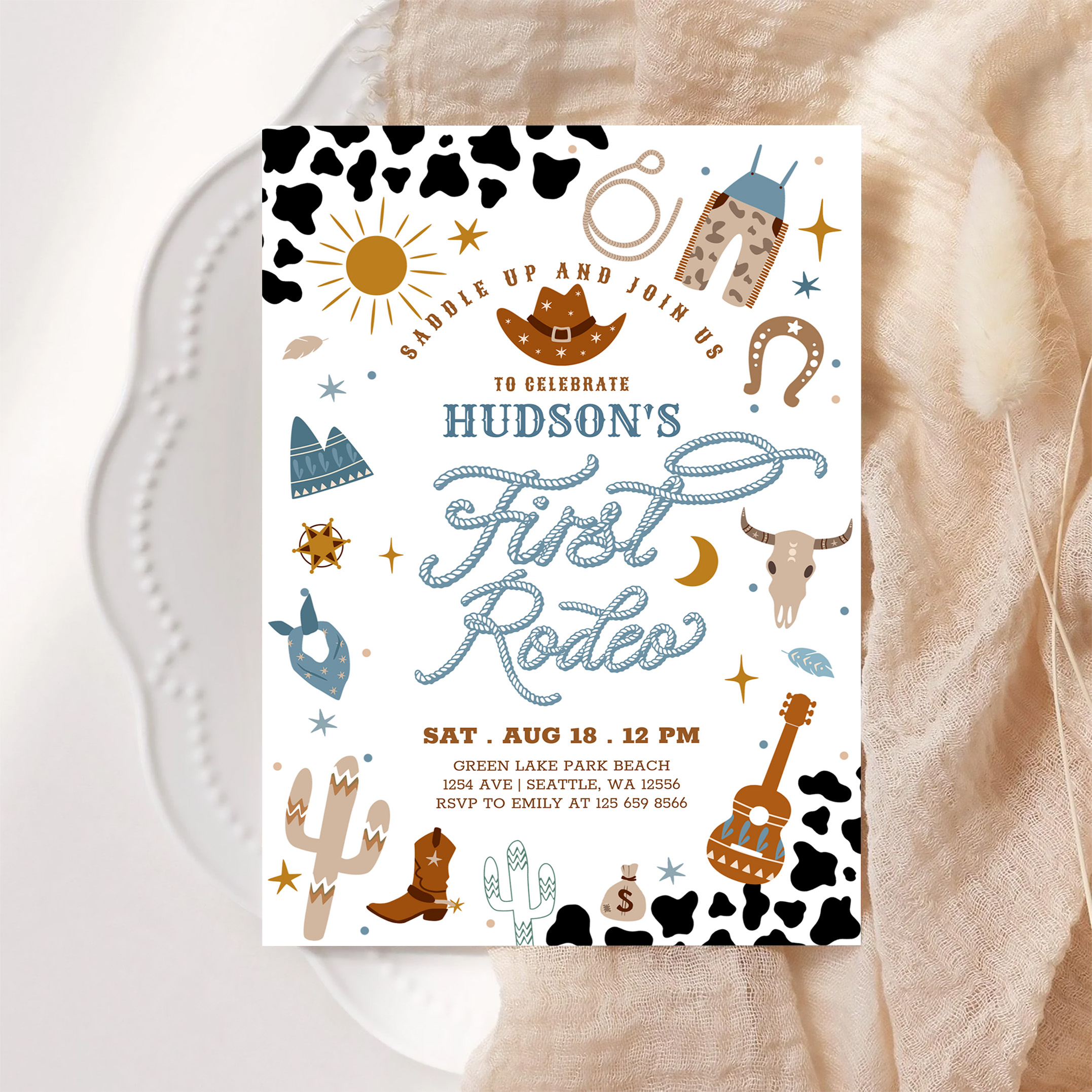 Cowboy My First 1st Rodeo Ranch Wild West Birthday Invitation - Image 6