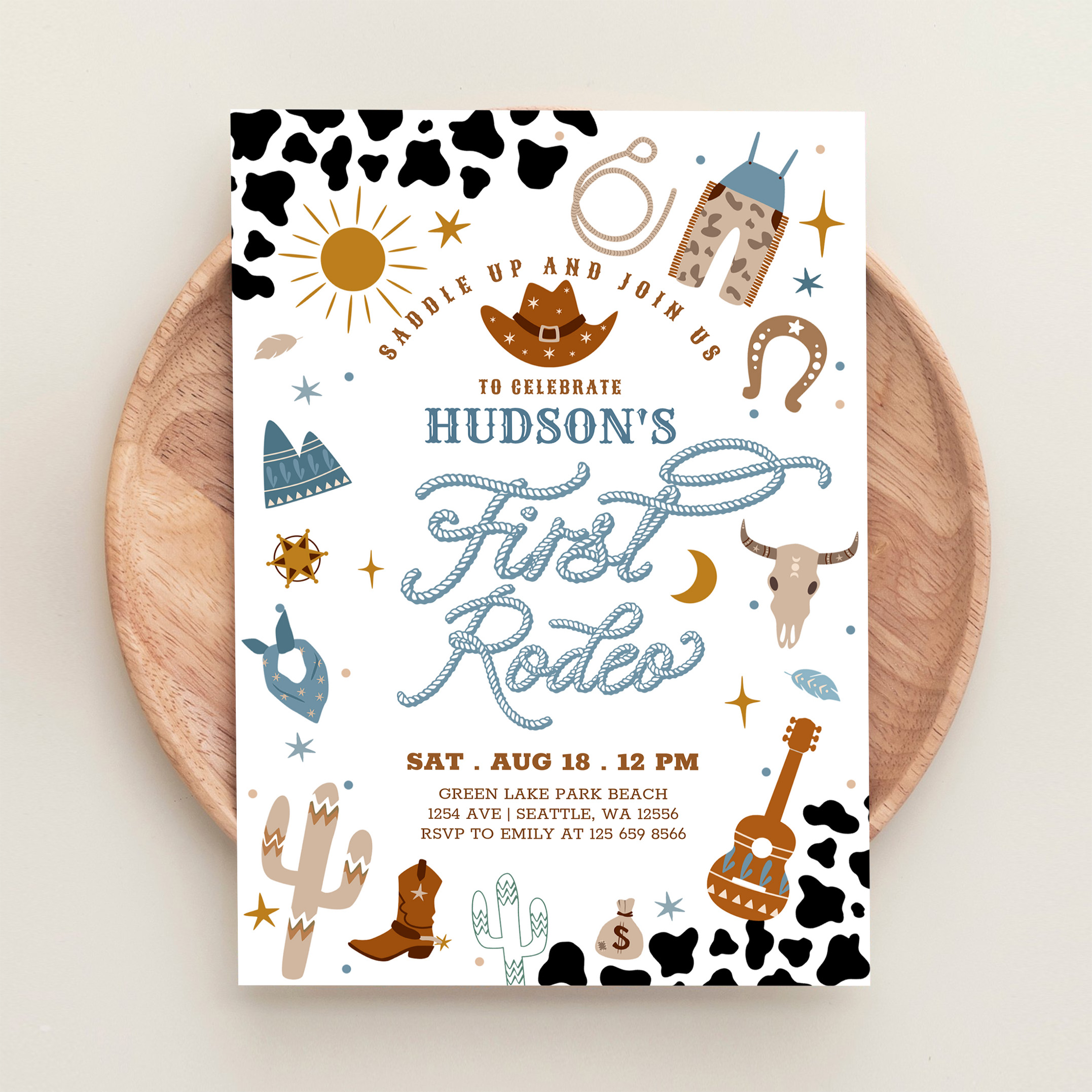 Cowboy My First 1st Rodeo Ranch Wild West Birthday Invitation - Image 7