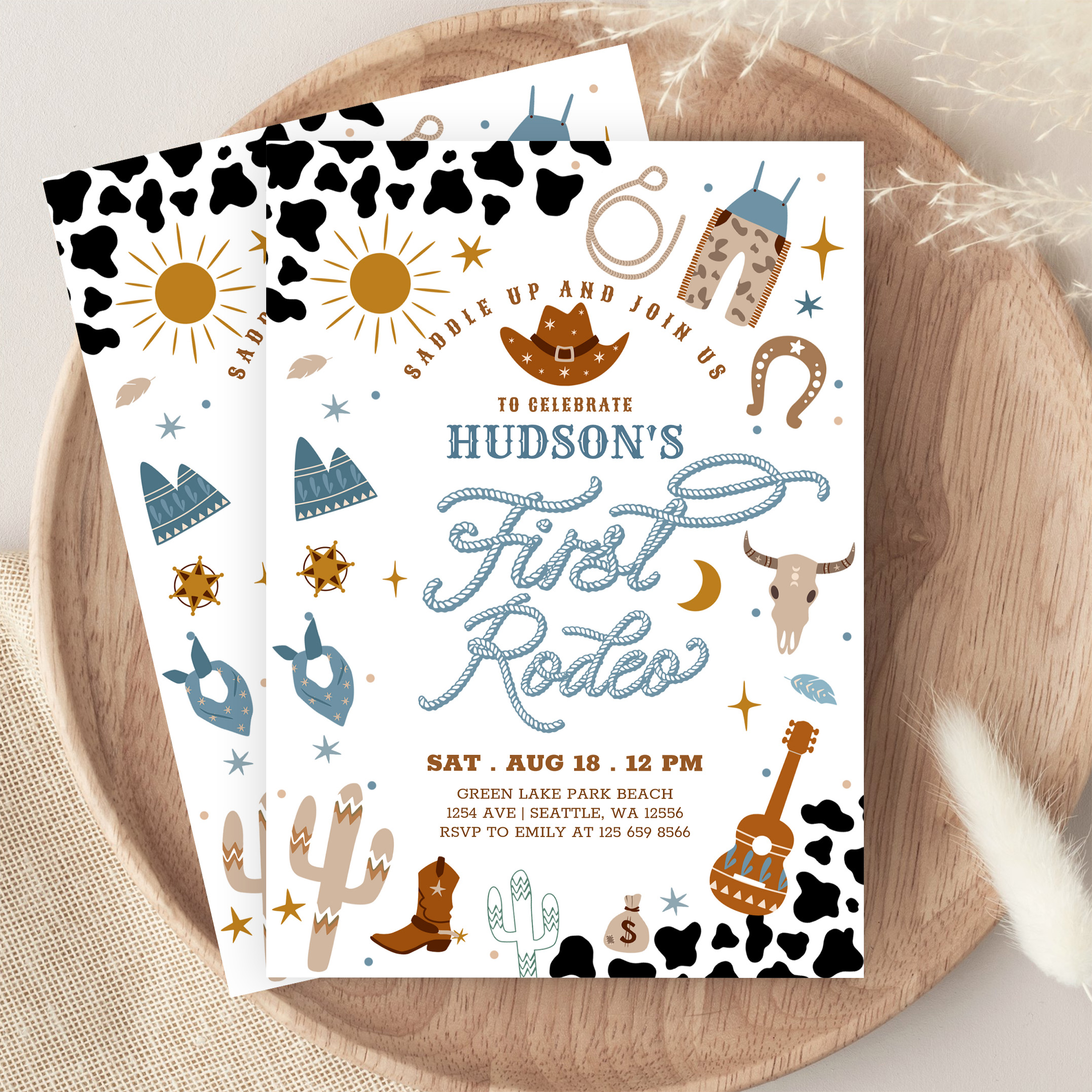 Cowboy My First 1st Rodeo Ranch Wild West Birthday Invitation - Image 9