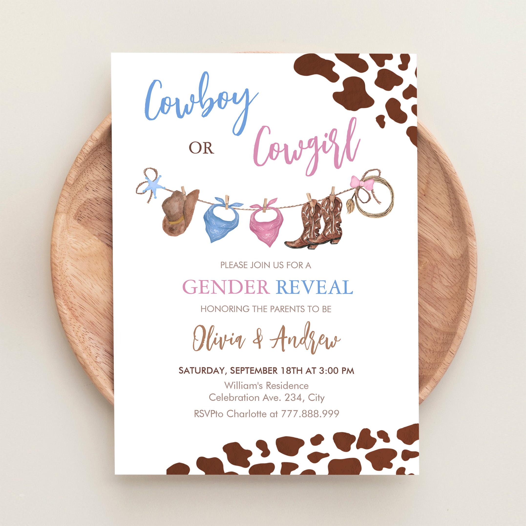 Cowboy Or Cowgirl Western Gender Reveal Invitation - Image 7