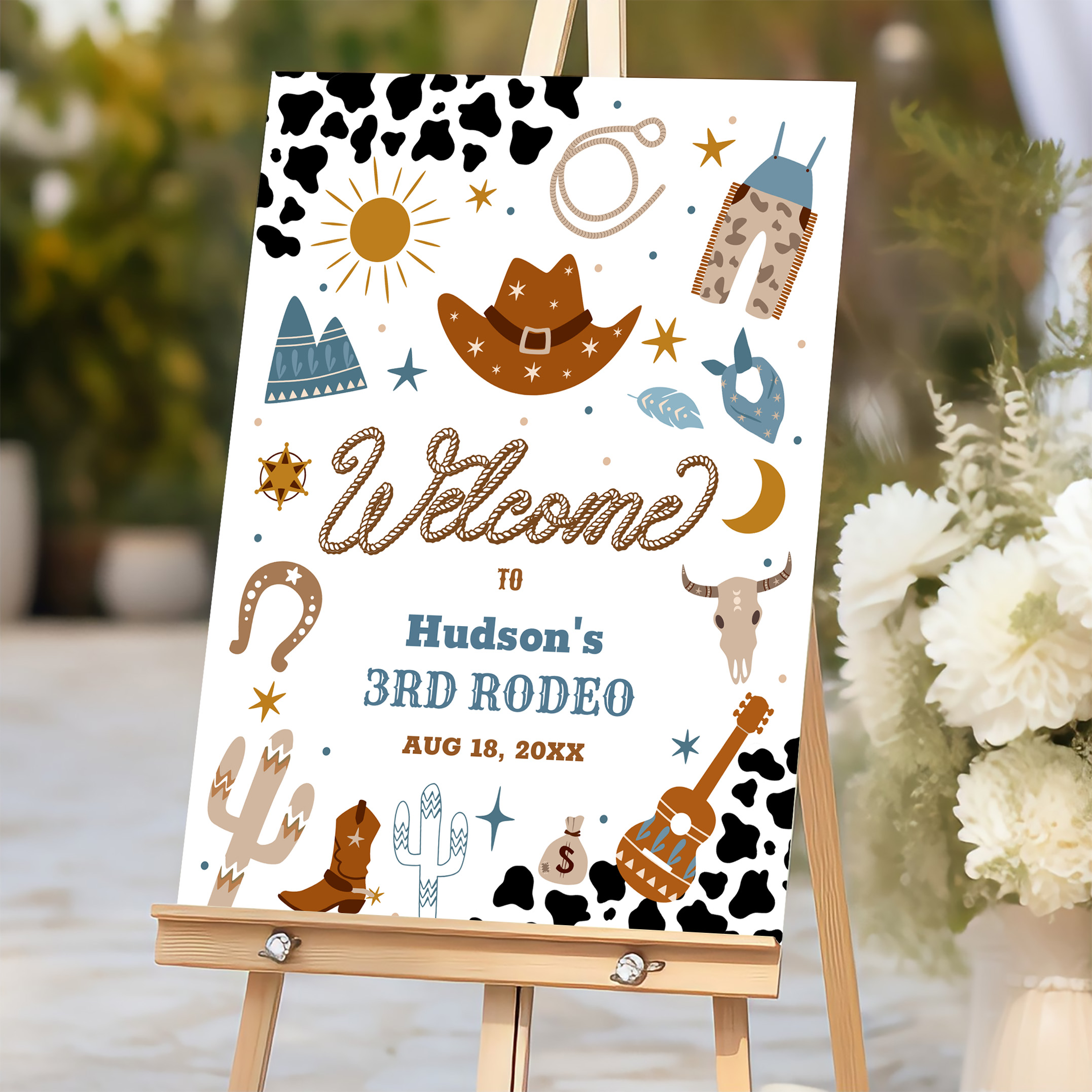 Cowboy Rodeo Boy Ranch Birthday Welcome Sign