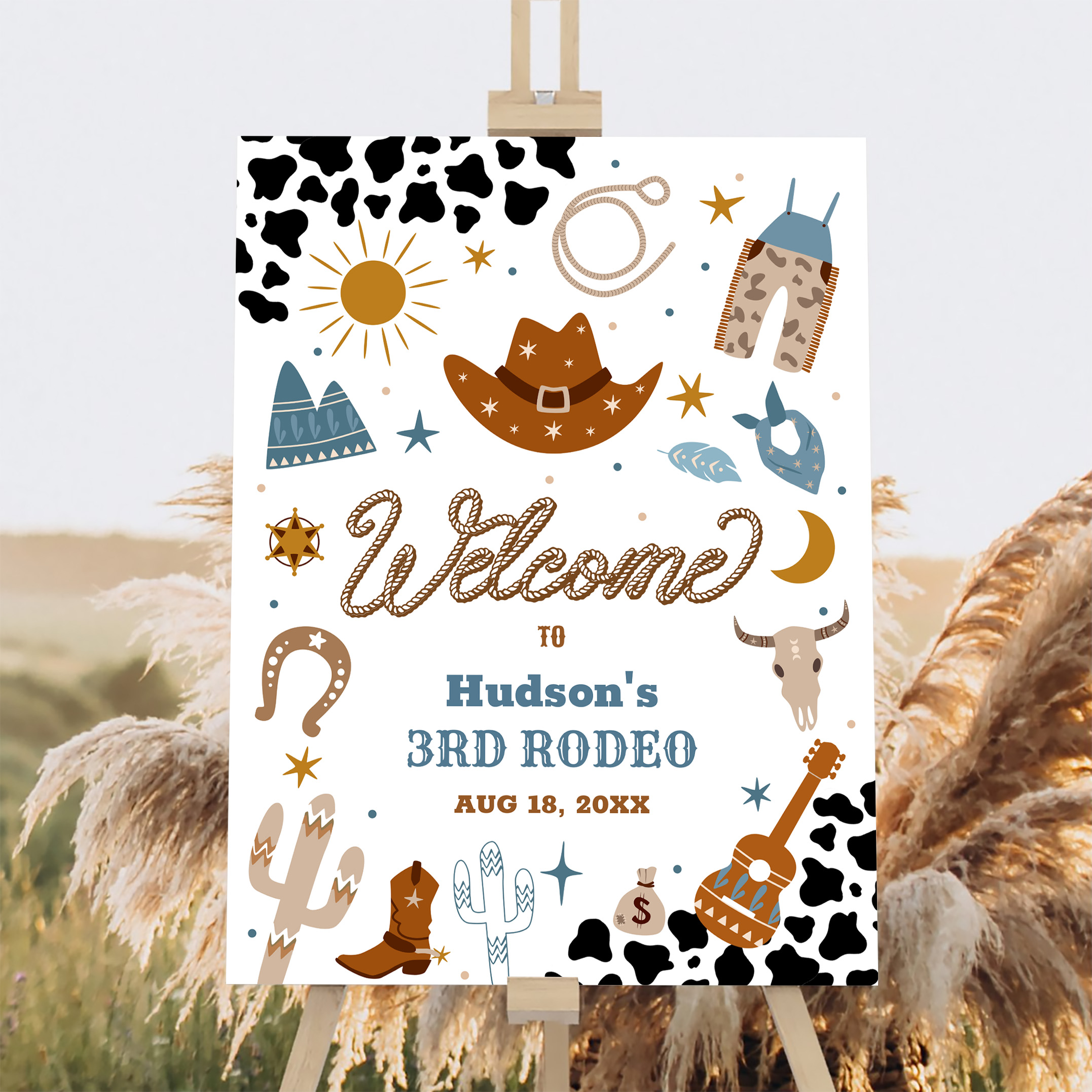 Cowboy Rodeo Boy Ranch Birthday Welcome Sign - Image 2