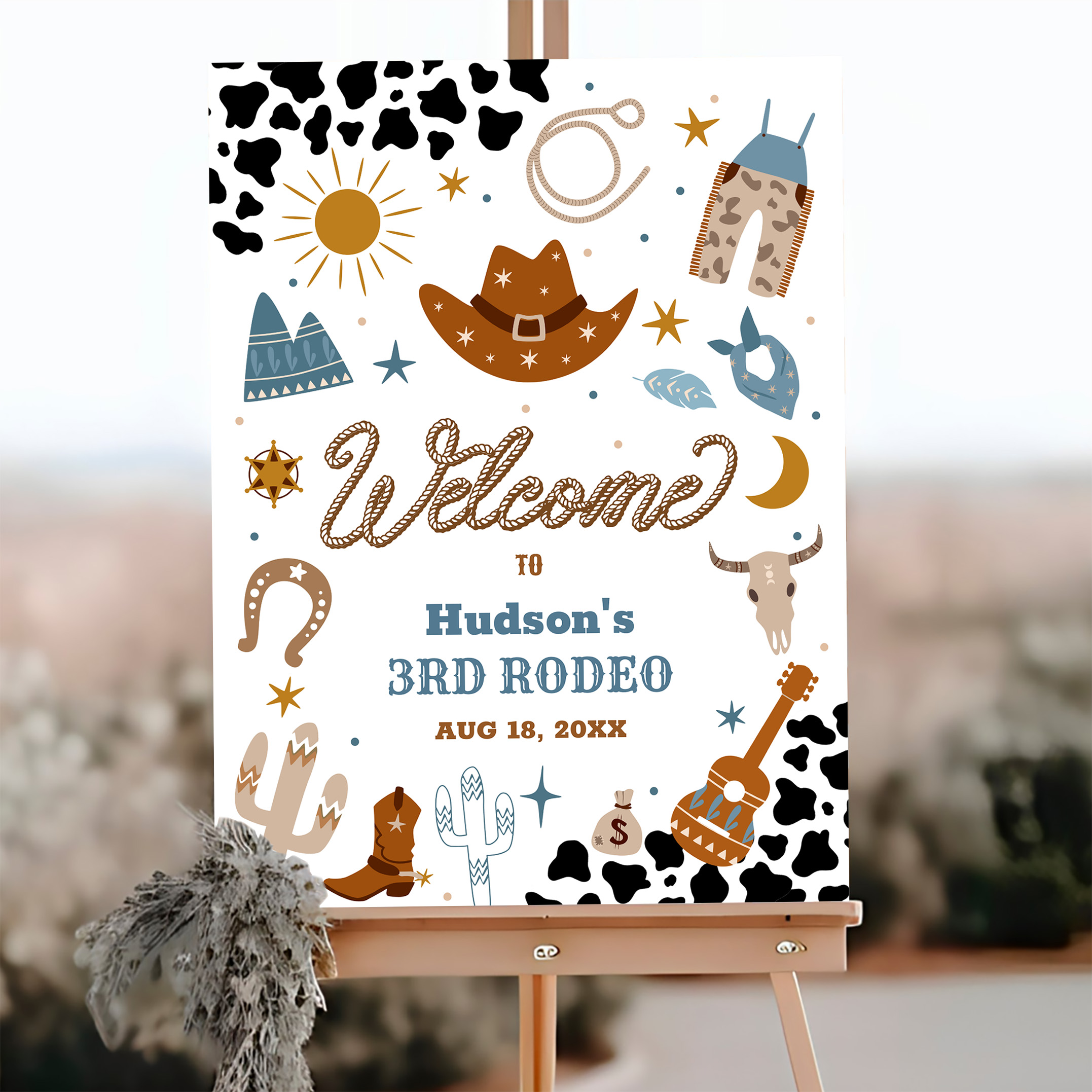 Cowboy Rodeo Boy Ranch Birthday Welcome Sign - Image 3
