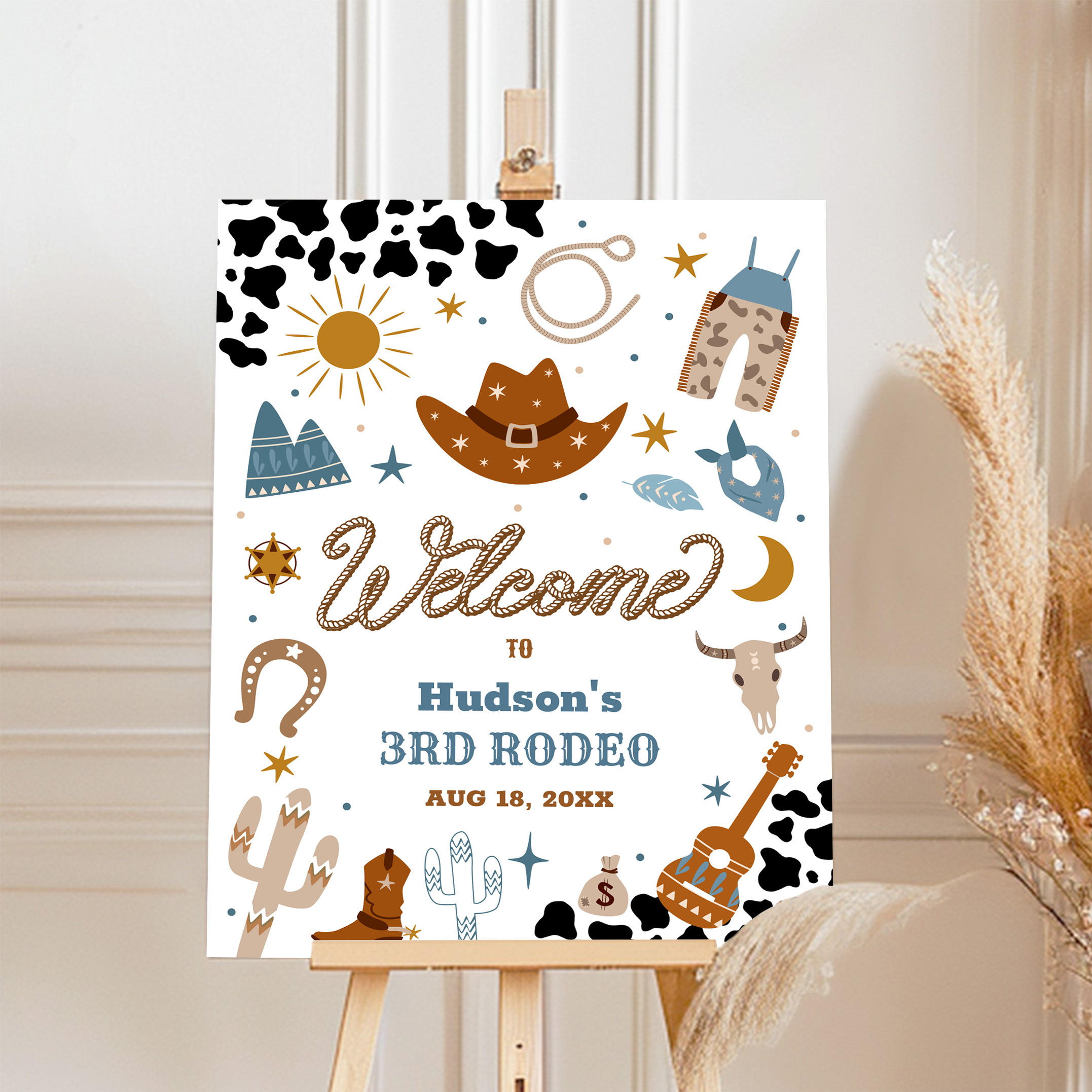 Cowboy Rodeo Boy Ranch Birthday Welcome Sign - Image 4