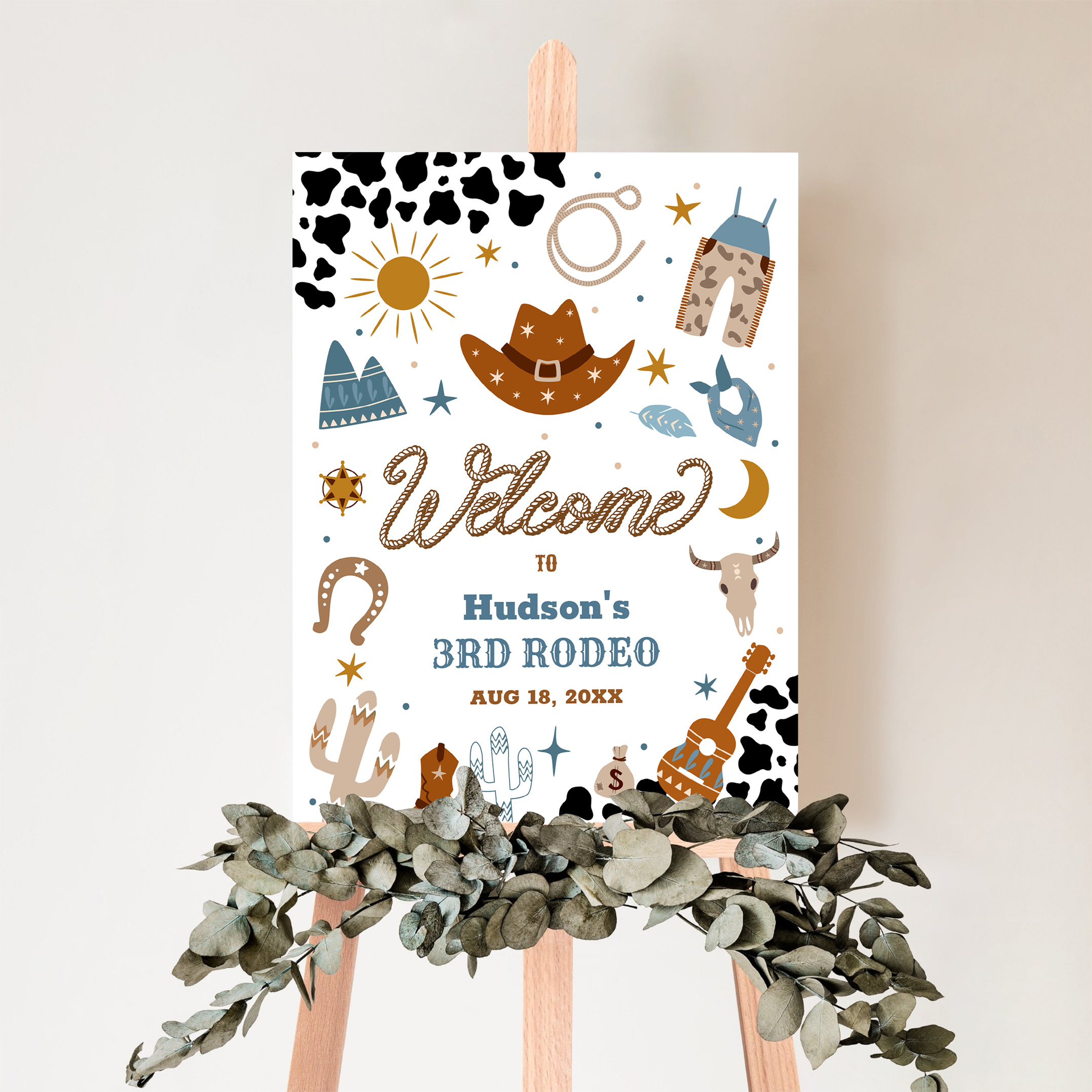 Cowboy Rodeo Boy Ranch Birthday Welcome Sign - Image 5
