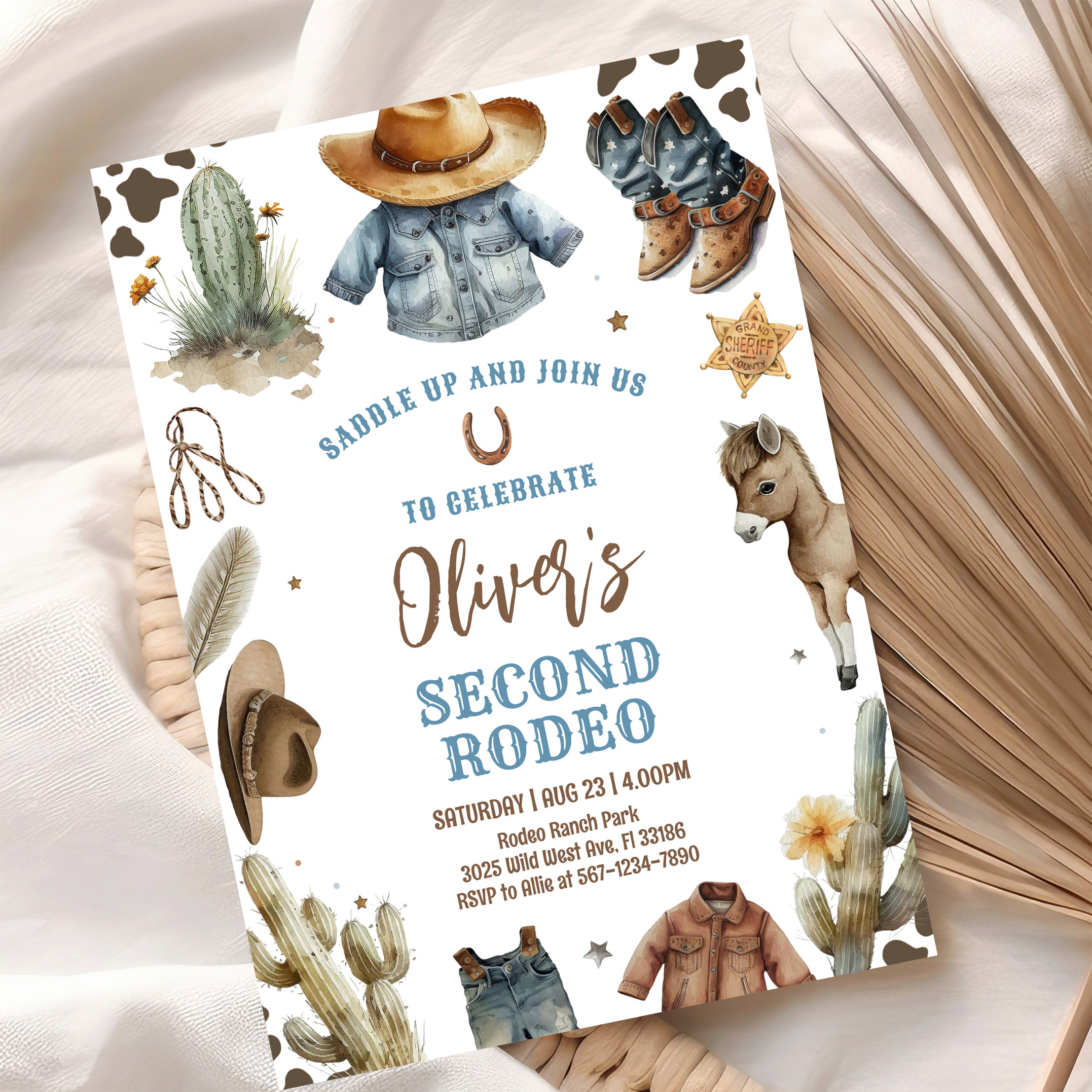 Cowboy Second Rodeo Western Ranch Birthday Invitation - Image 10