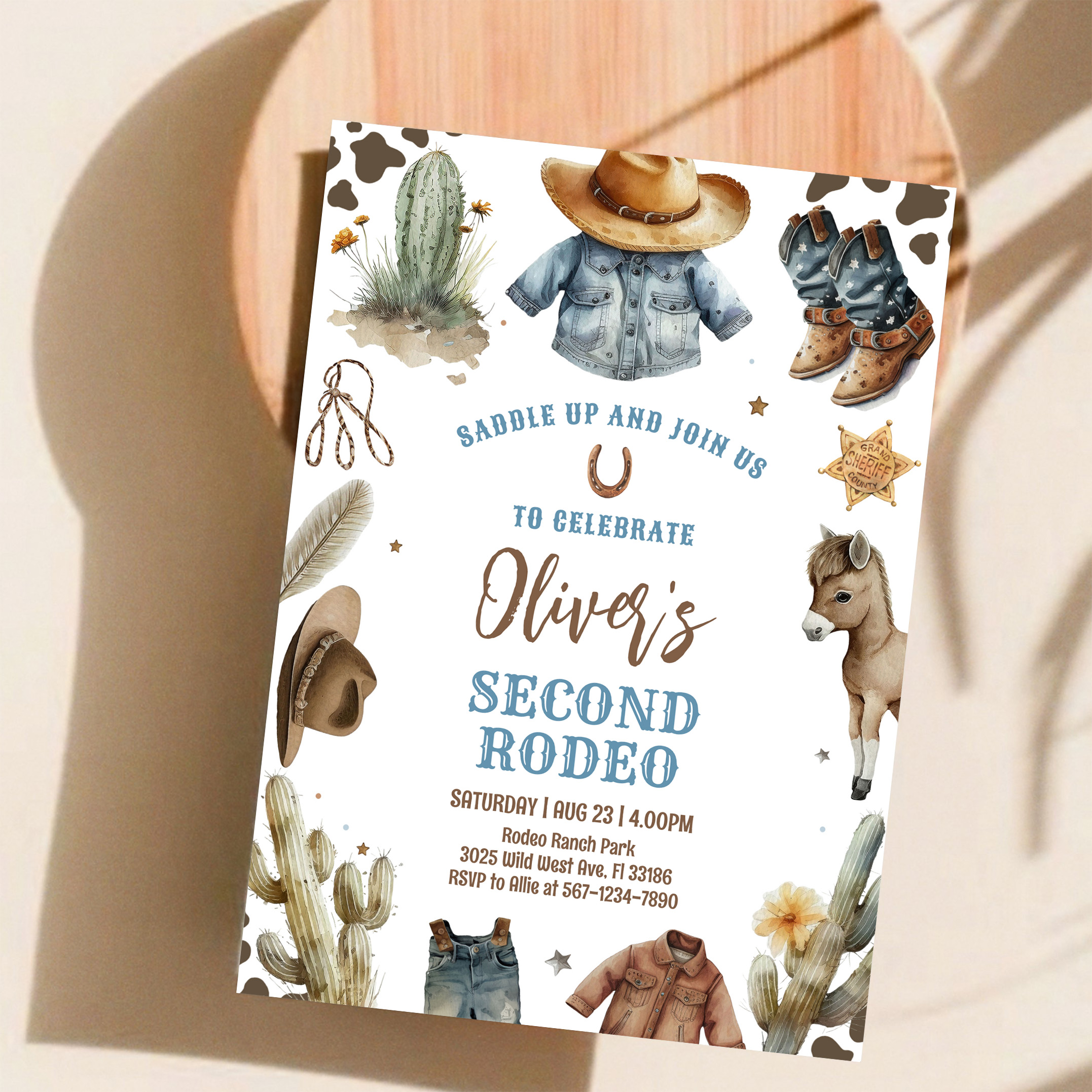 Cowboy Second Rodeo Western Ranch Birthday Invitation - Image 11