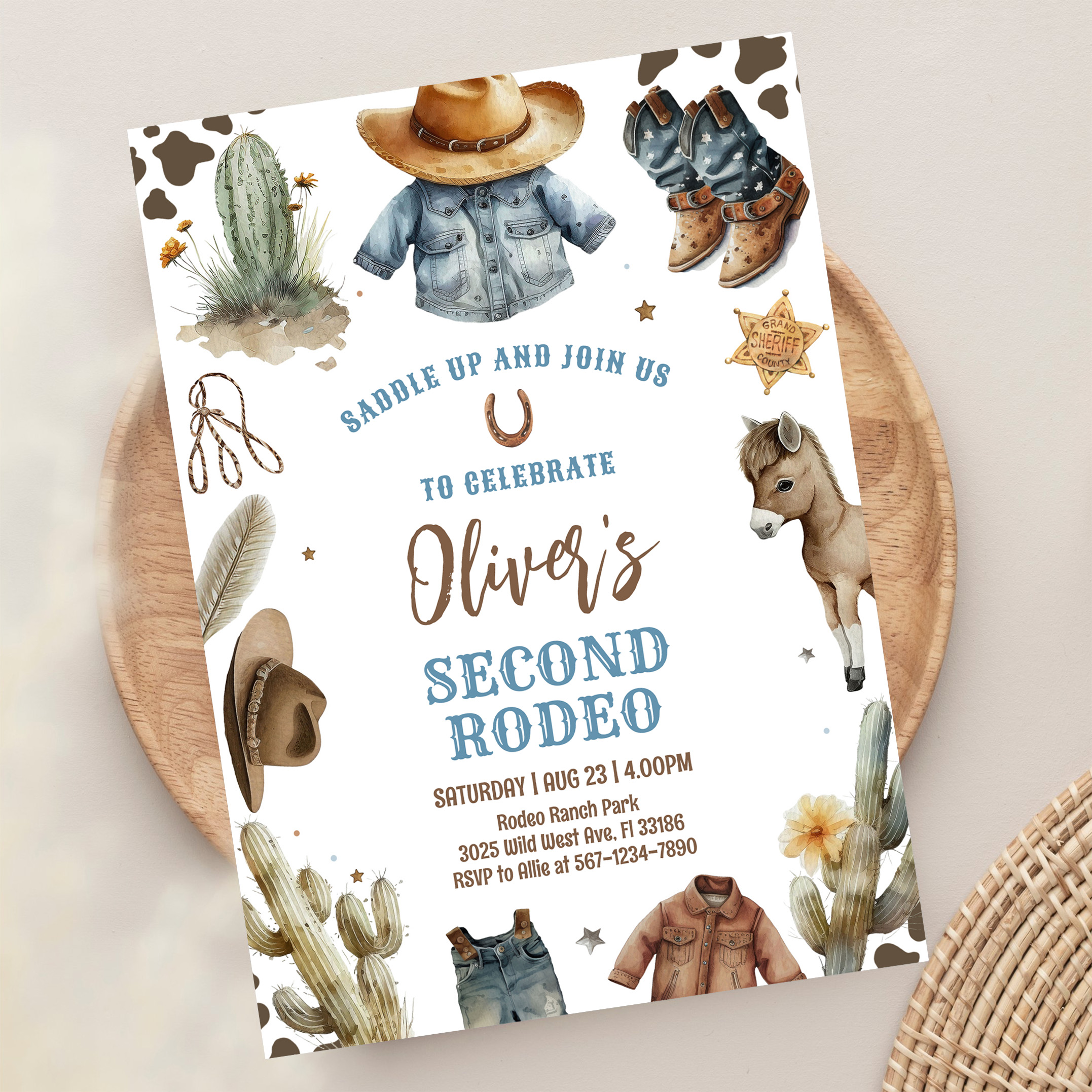 Cowboy Second Rodeo Western Ranch Birthday Invitation - Image 13
