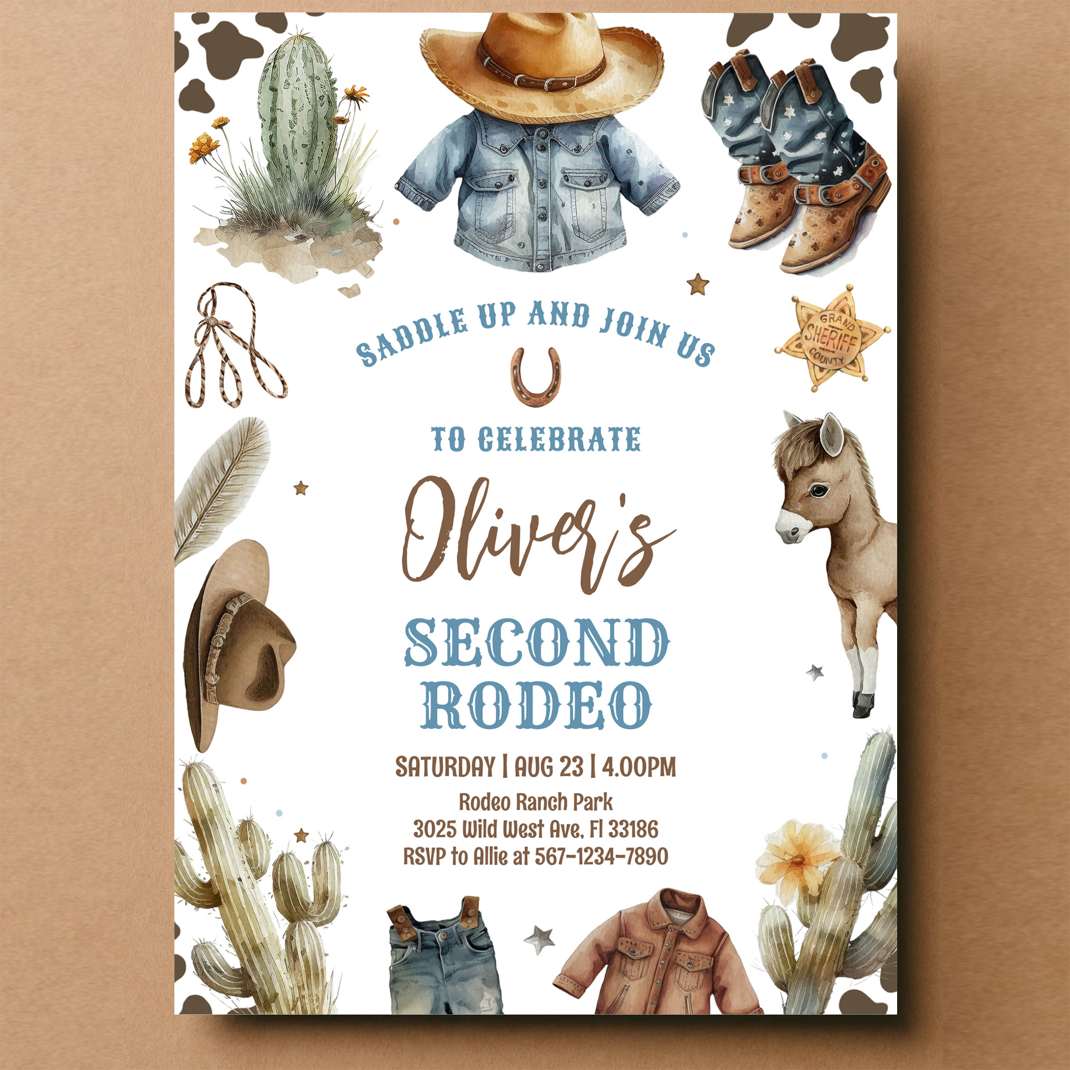 Cowboy Second Rodeo Western Ranch Birthday Invitation - Image 14