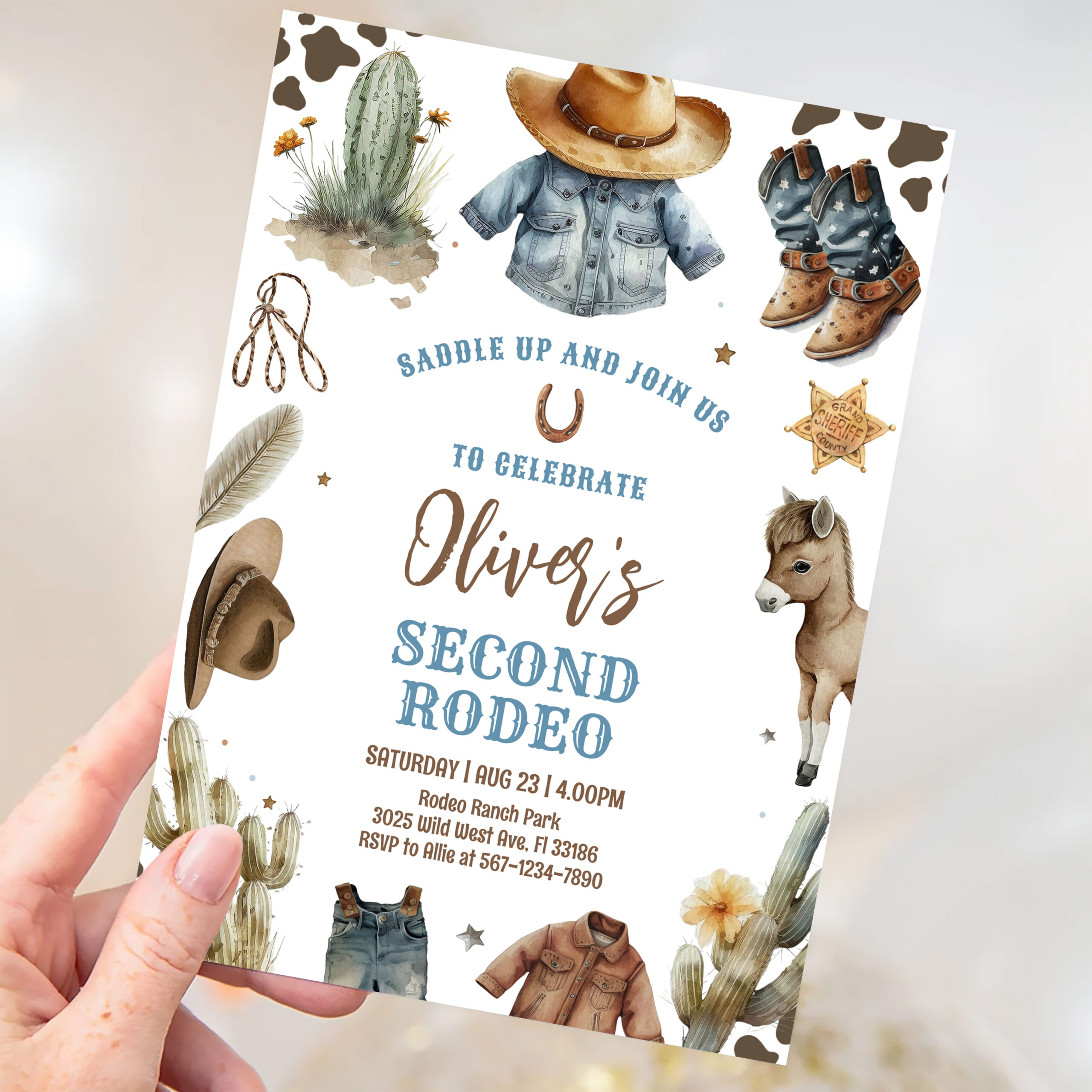 Cowboy Second Rodeo Western Ranch Birthday Invitation - Image 3