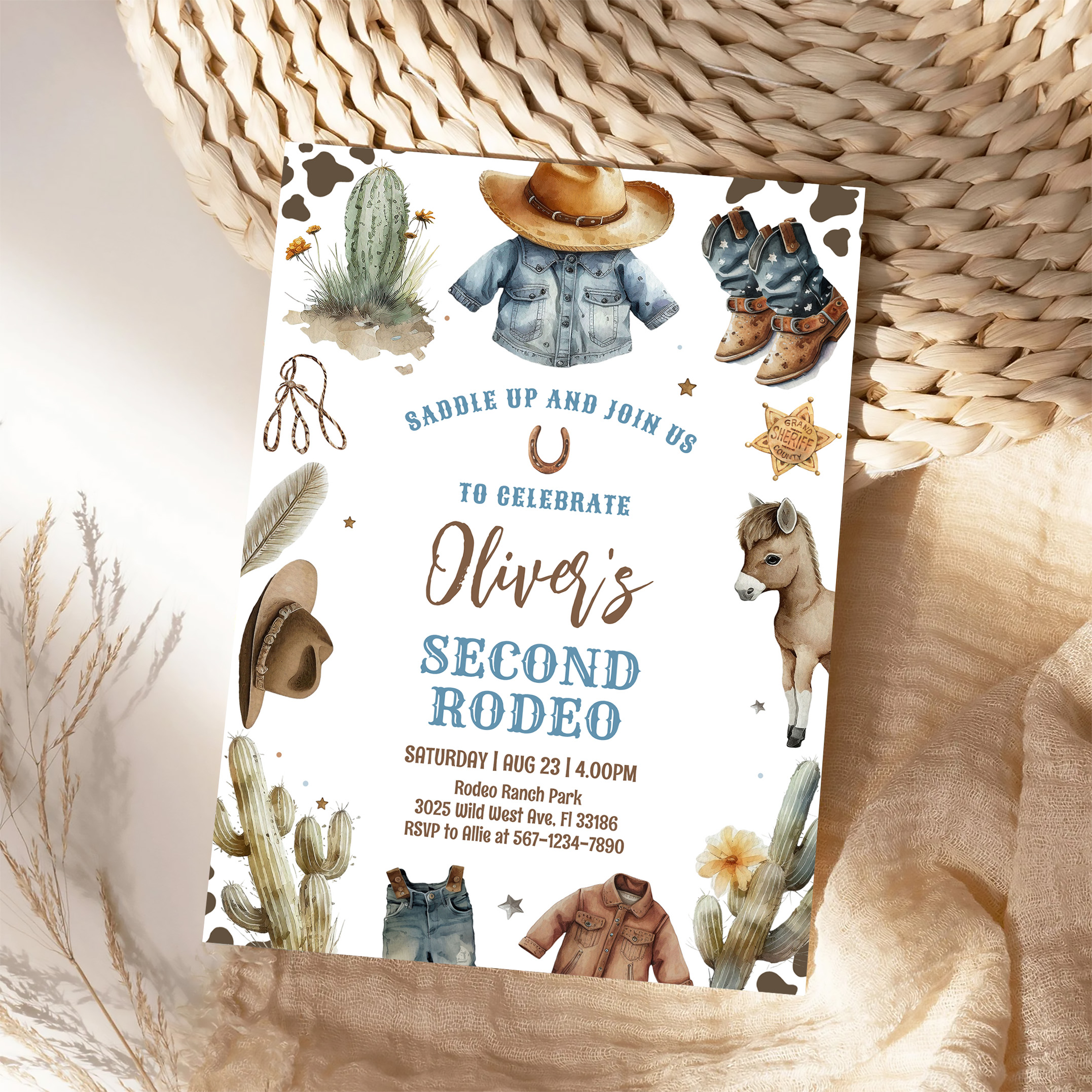 Cowboy Second Rodeo Western Ranch Birthday Invitation - Image 4